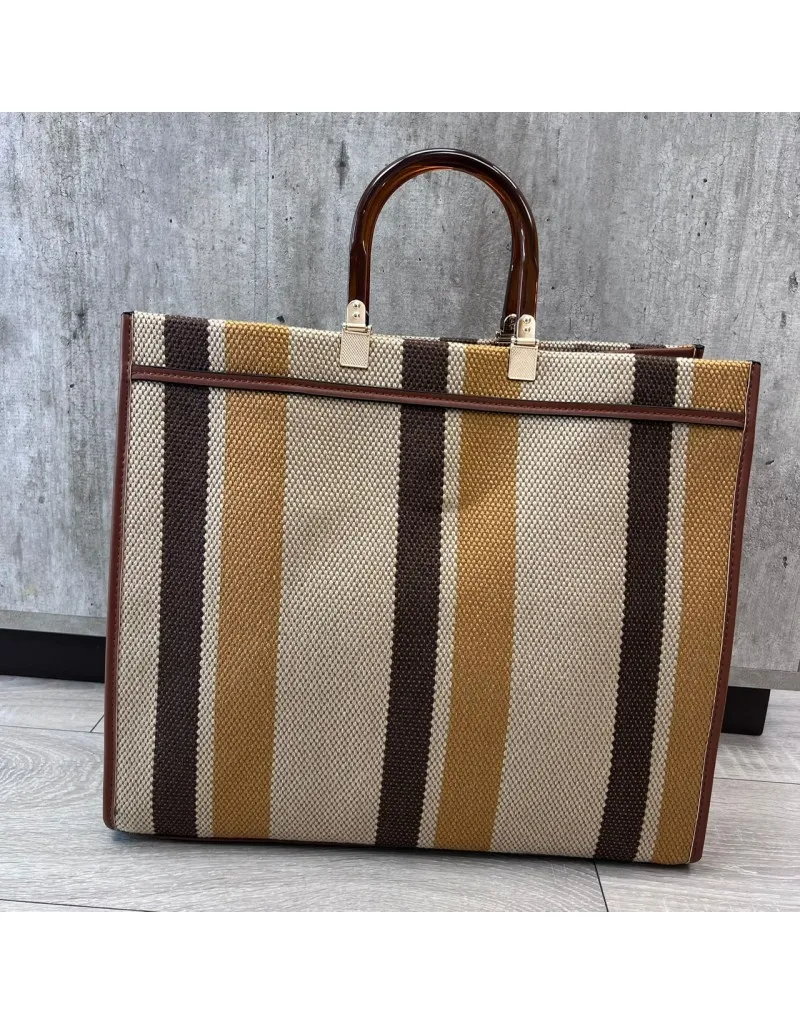 BORSA SHOPPER FLEMY RIGHE MARRONE