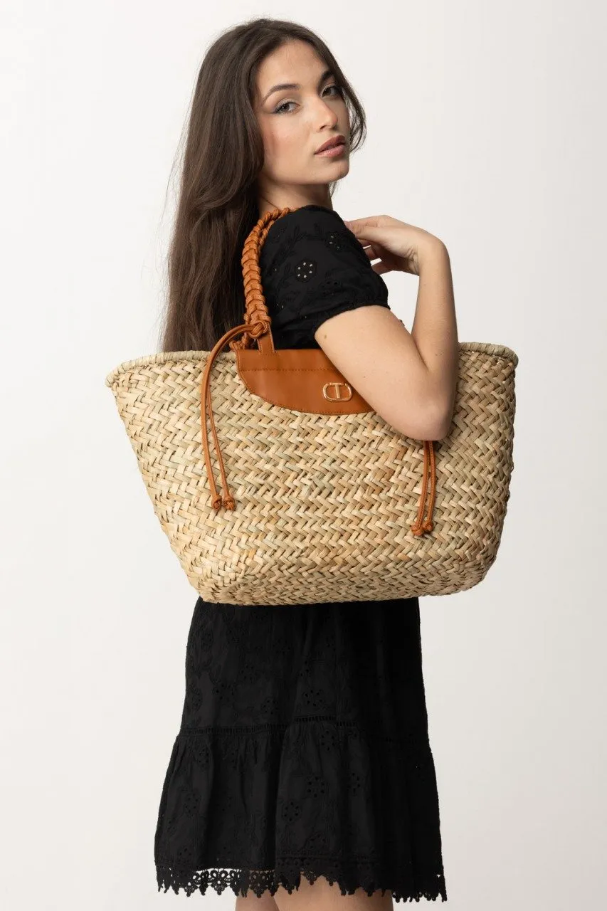 Borsa shopper in paglia BIC PAGLIA/CUOIO