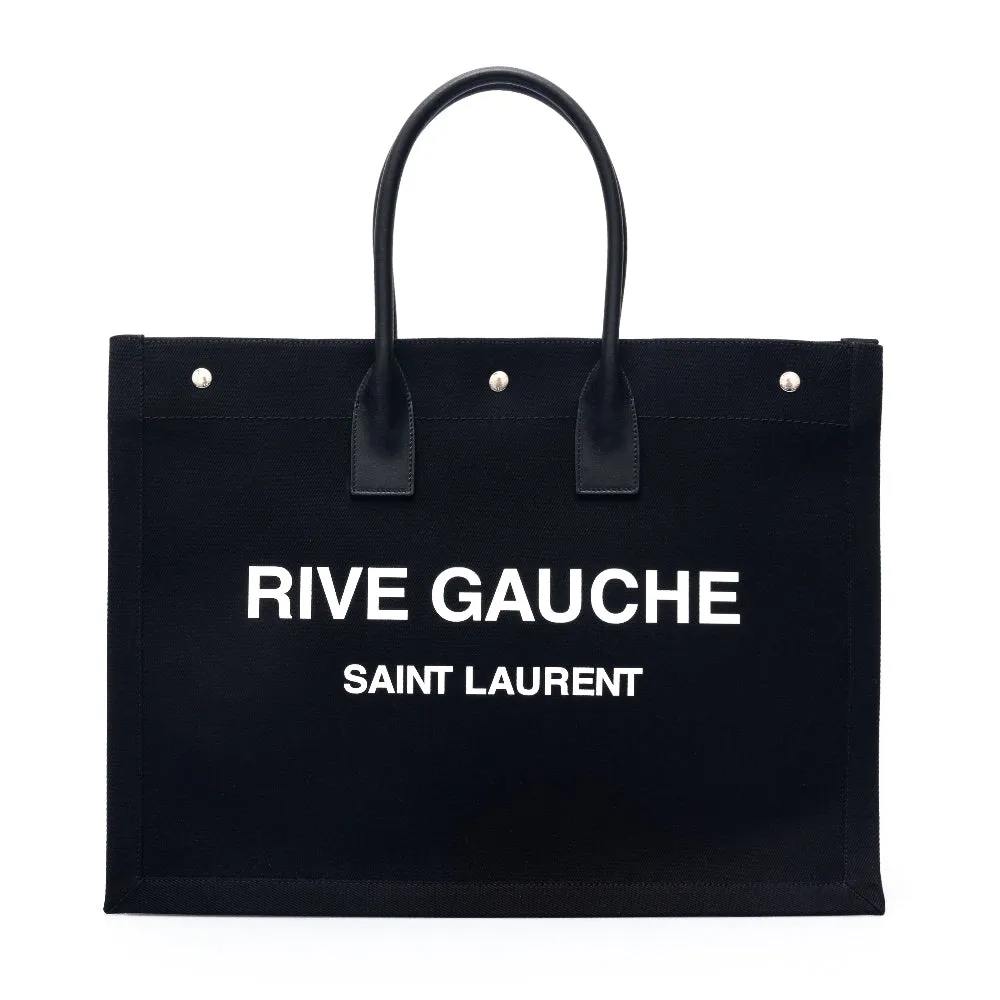 Borsa tote nera con stampa brand