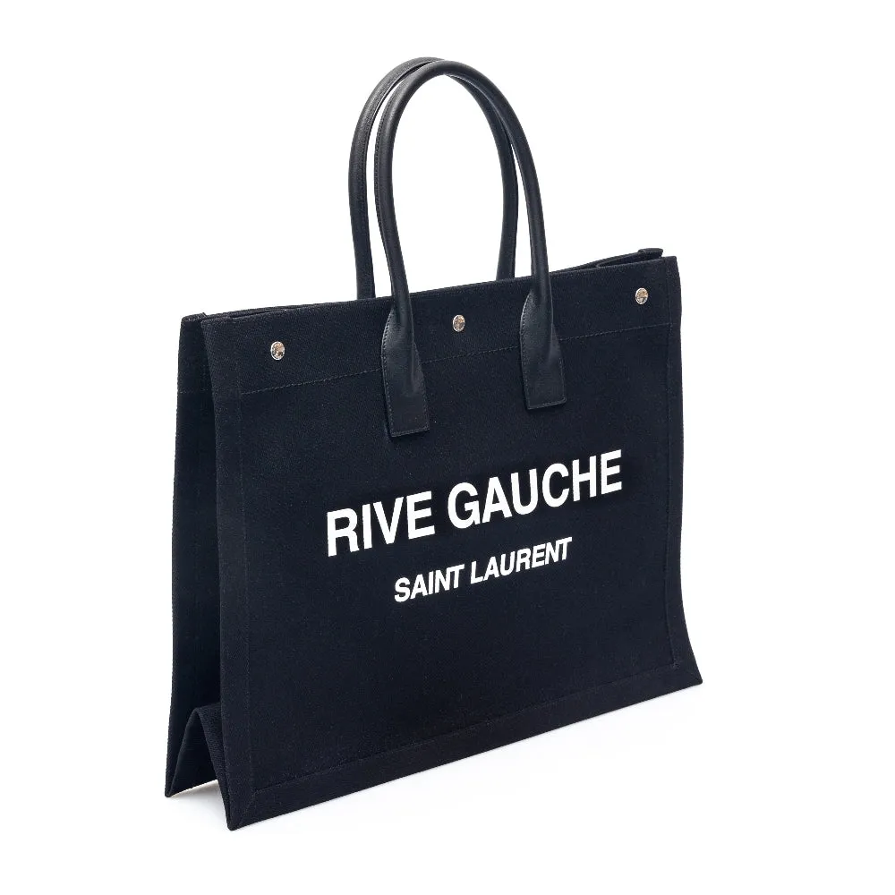 Borsa tote nera con stampa brand