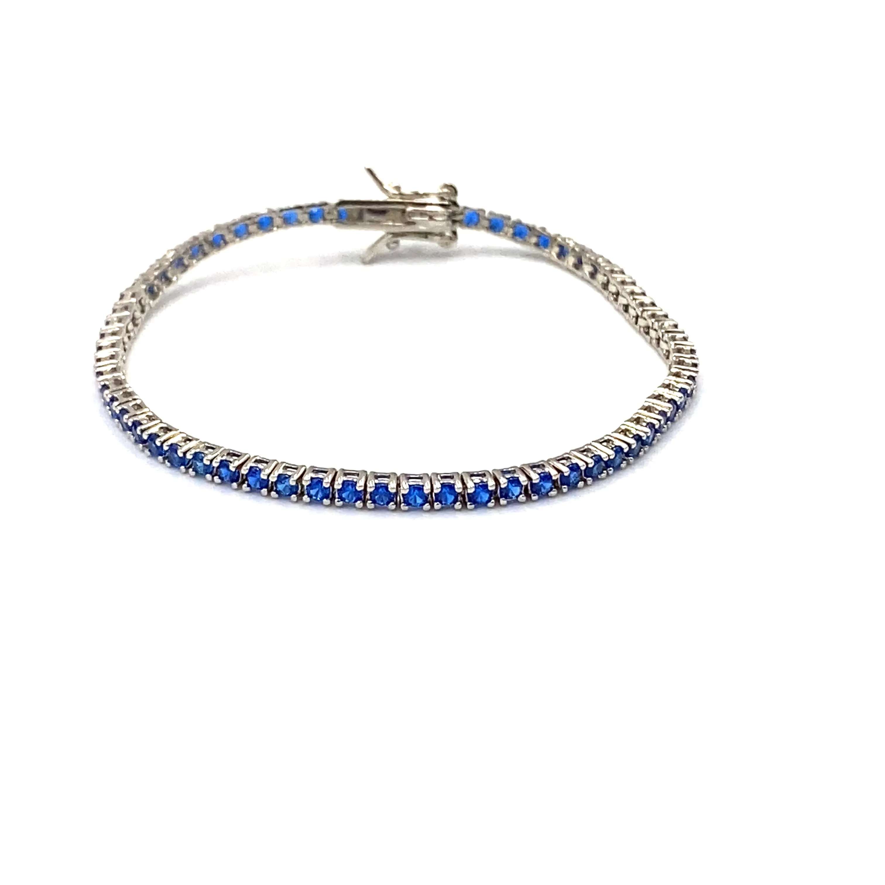 Bracciale Tennis Argento Cristalli Blu