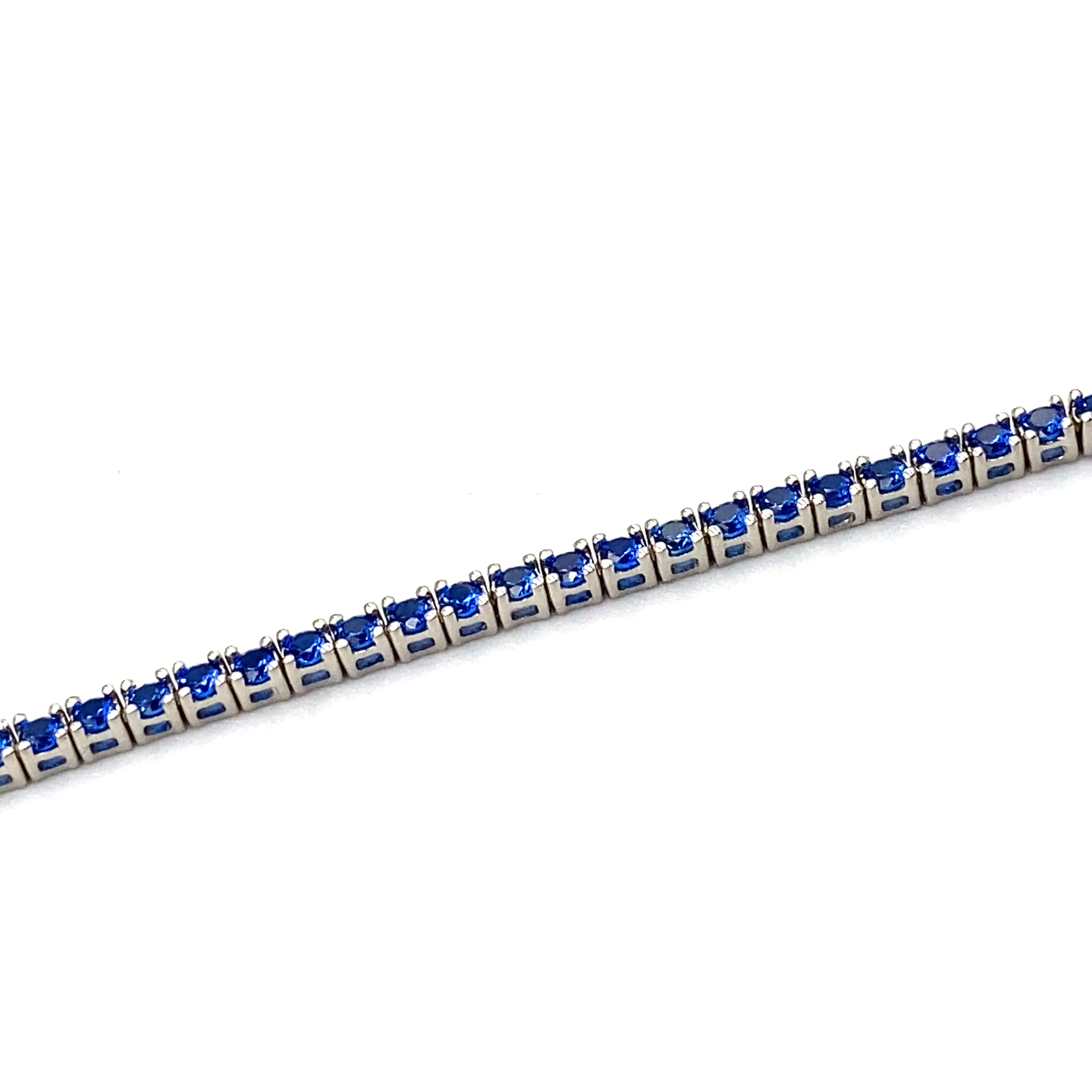 Bracciale Tennis Argento Cristalli Blu
