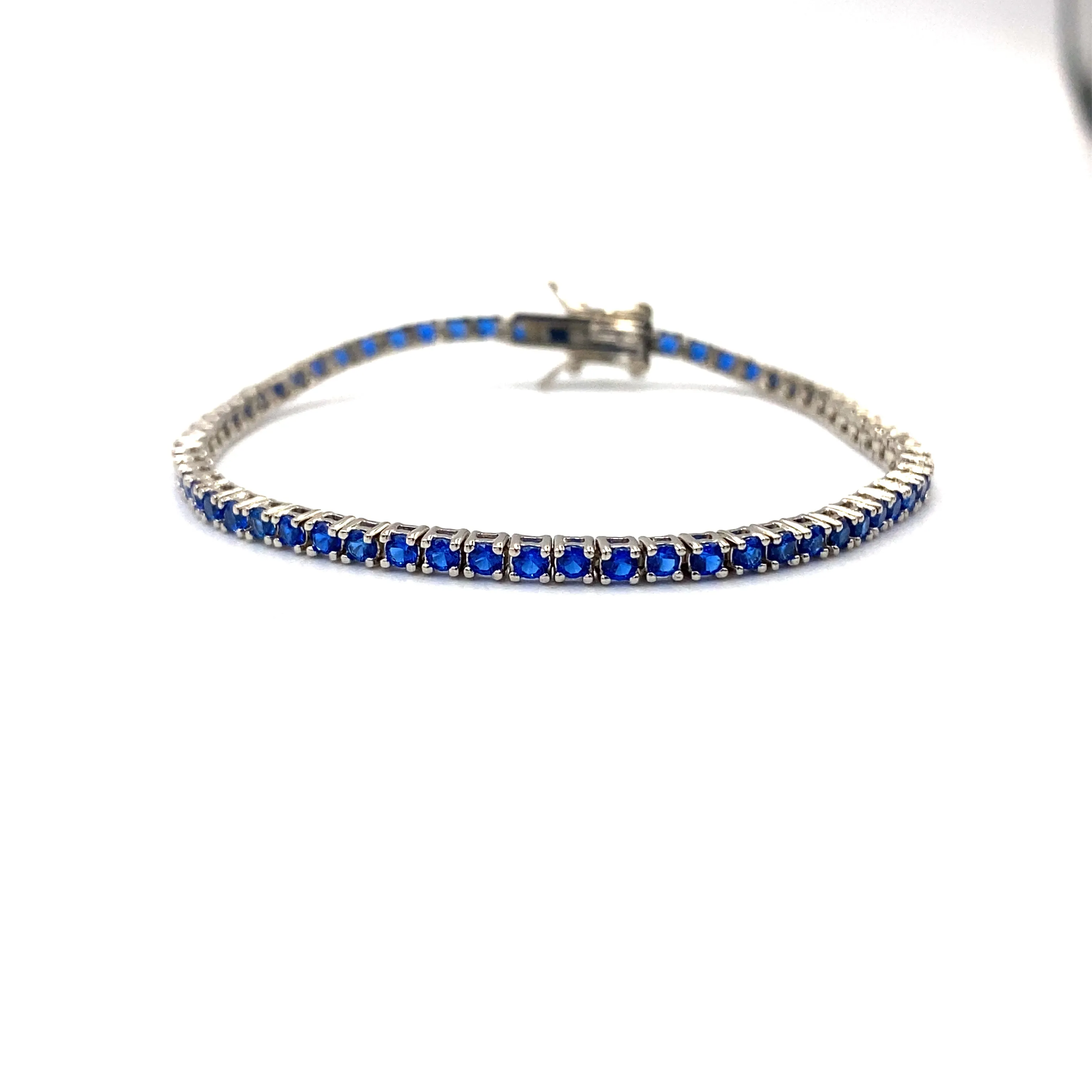 Bracciale Tennis Argento Cristalli Blu