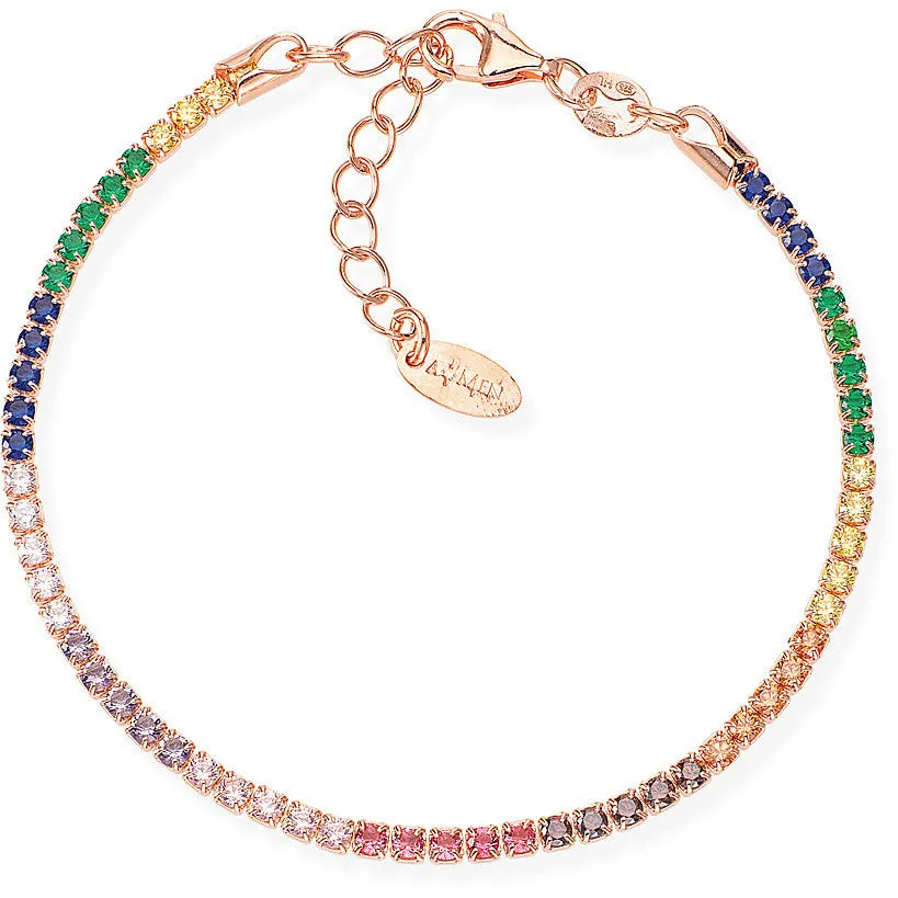 Bracciale Tennis argento rosè con cristalli