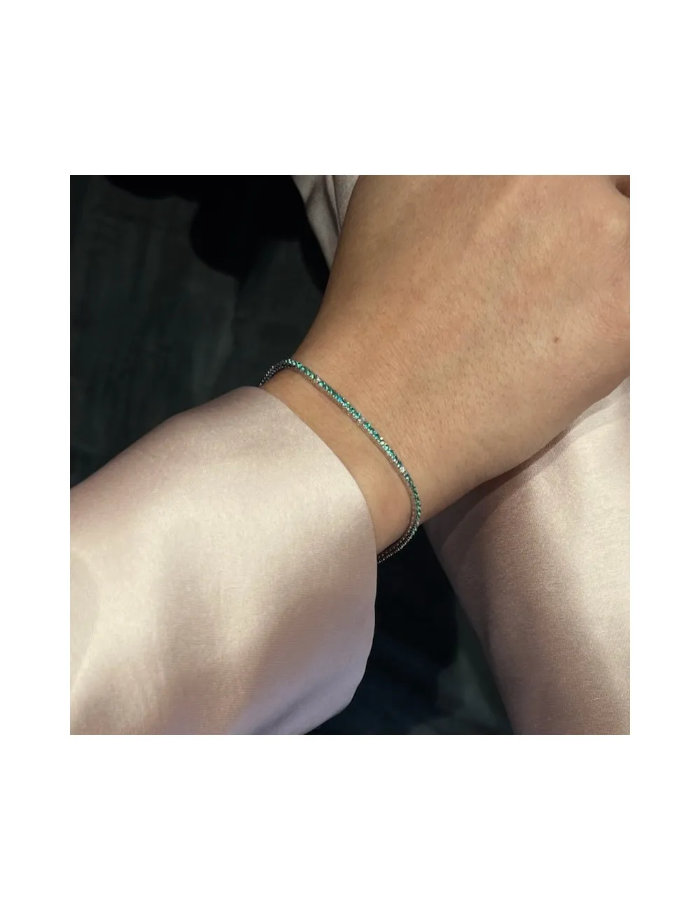 Bracciale Tennis con Smeraldi e Diamanti