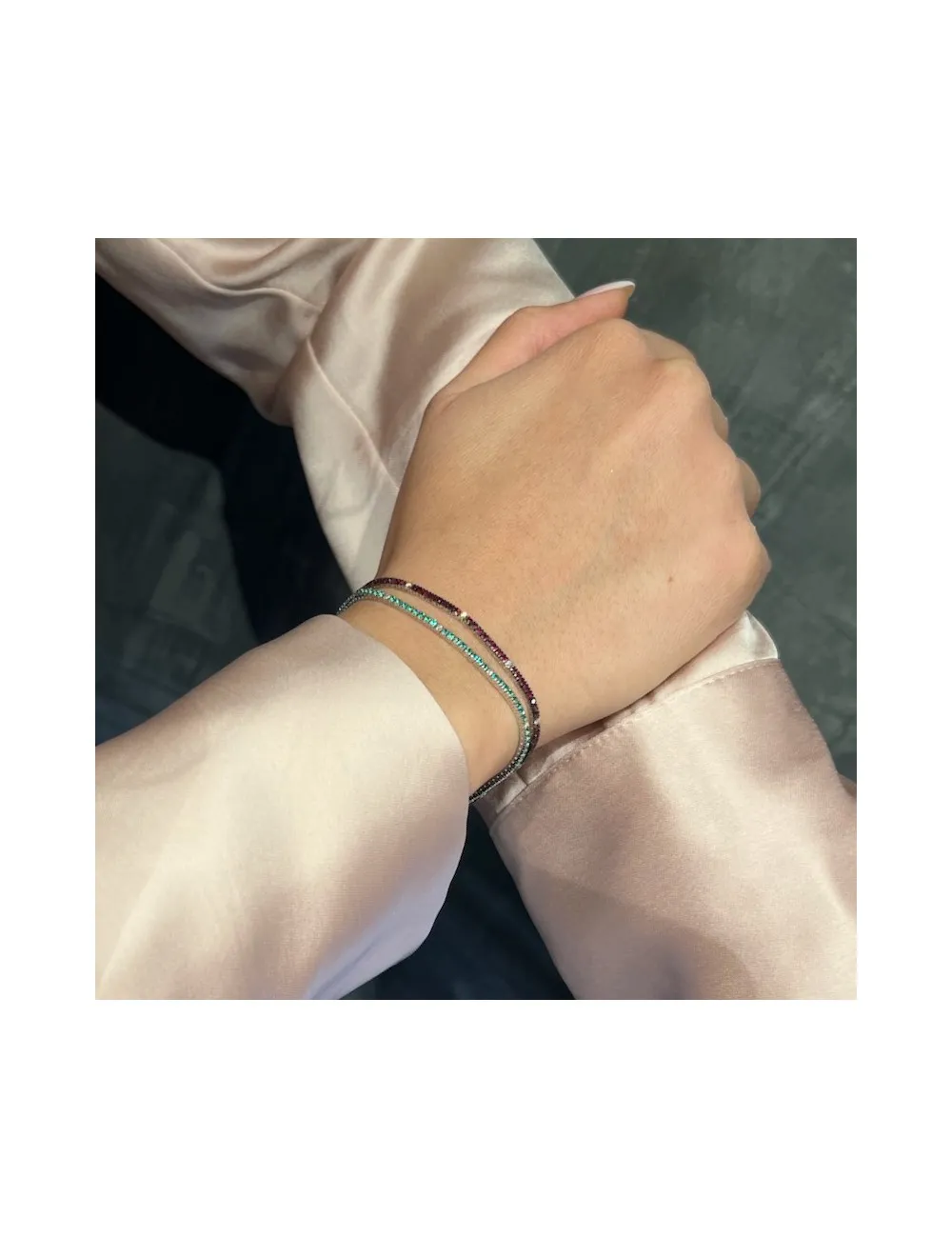 Bracciale Tennis con Smeraldi e Diamanti
