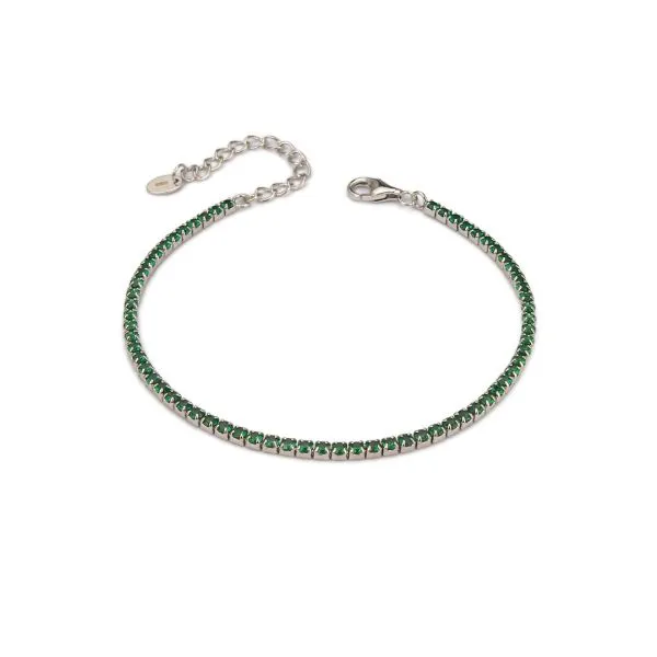 Bracciale tennis con zirconi verde smeraldo    