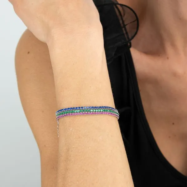 Bracciale tennis con zirconi verde smeraldo    