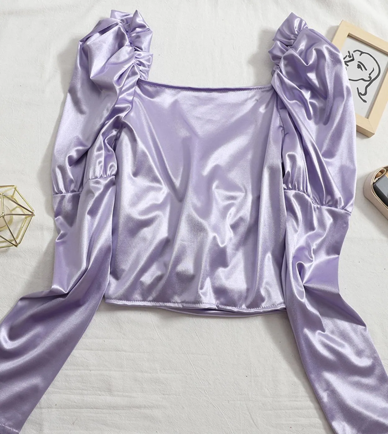 Camicetta di raso di moda Donna Camicetta irregolare a pieghe incrociate Pieghe Casual Mujer Camicetta di stile dolce bellezza p