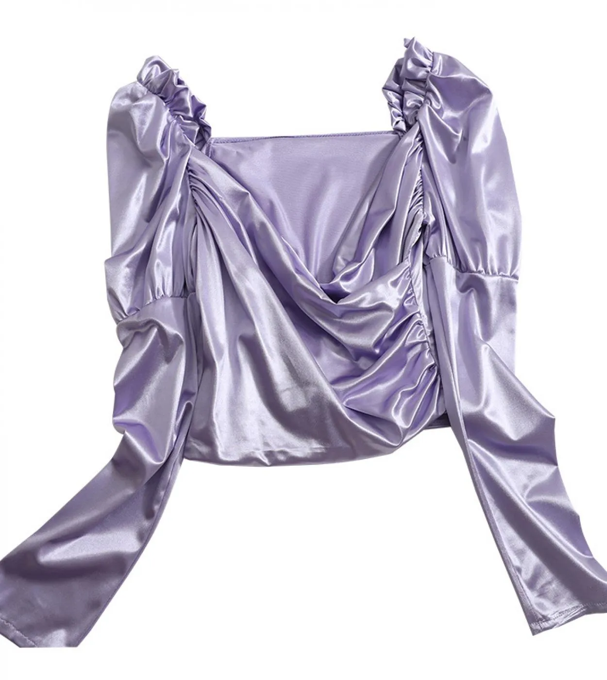 Camicetta di raso di moda Donna Camicetta irregolare a pieghe incrociate Pieghe Casual Mujer Camicetta di stile dolce bellezza p