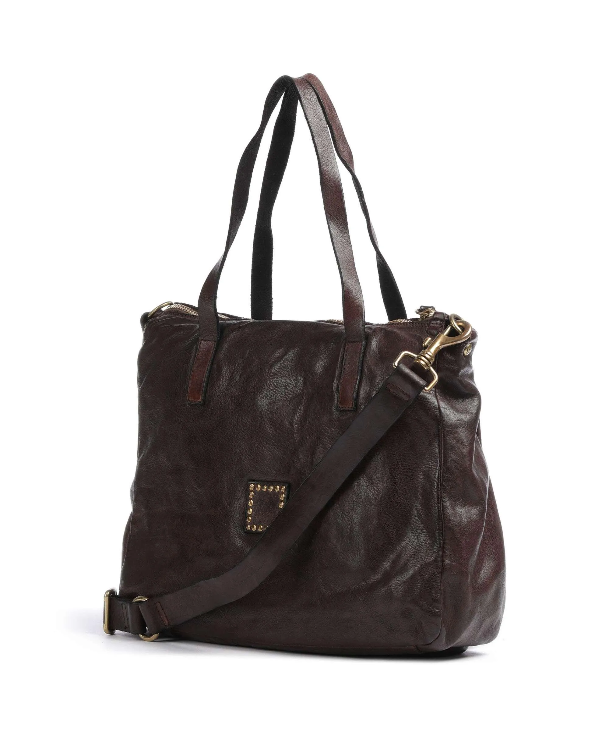  Campomaggi Borsa shopper pelle di vacchetta grana marrone scuro  
