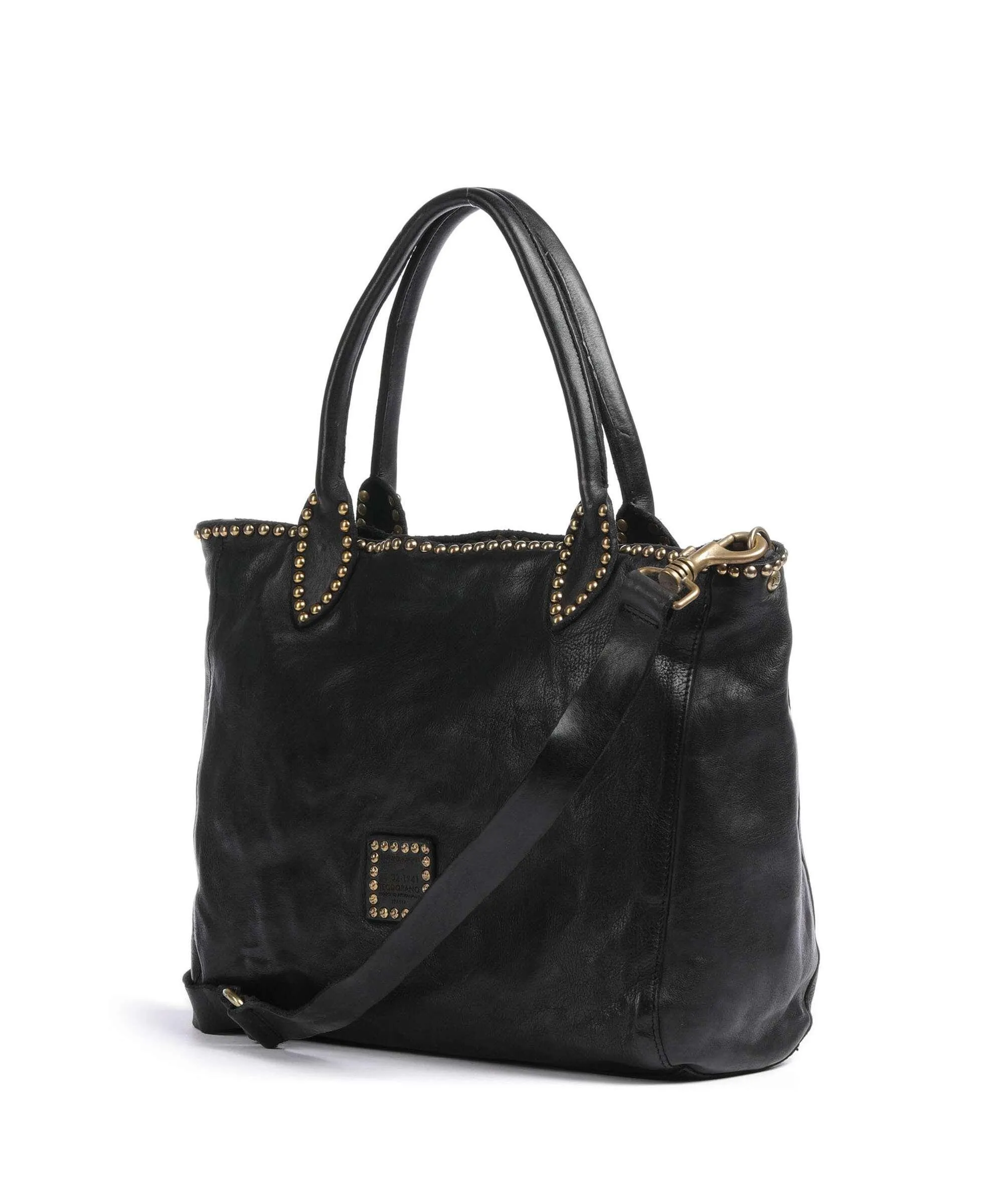  Campomaggi Borsa shopper pelle di vacchetta grana nero  