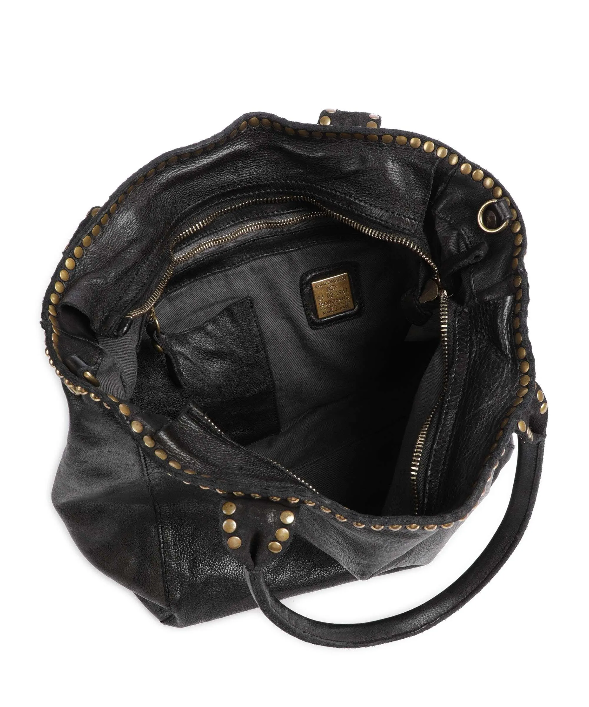  Campomaggi Borsa shopper pelle di vacchetta grana nero  