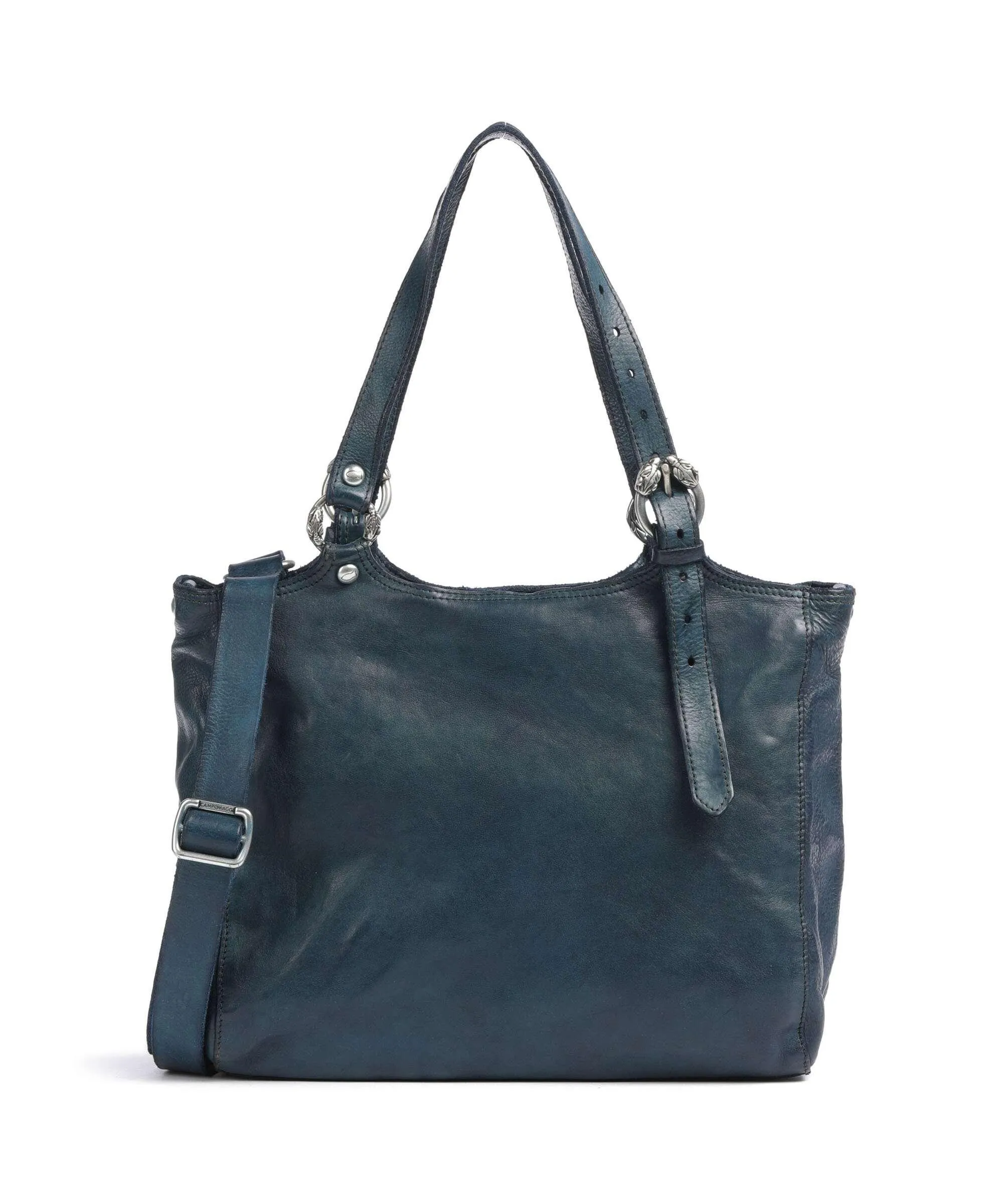  Campomaggi Borsa shopper pelle di vacchetta grana petrol  