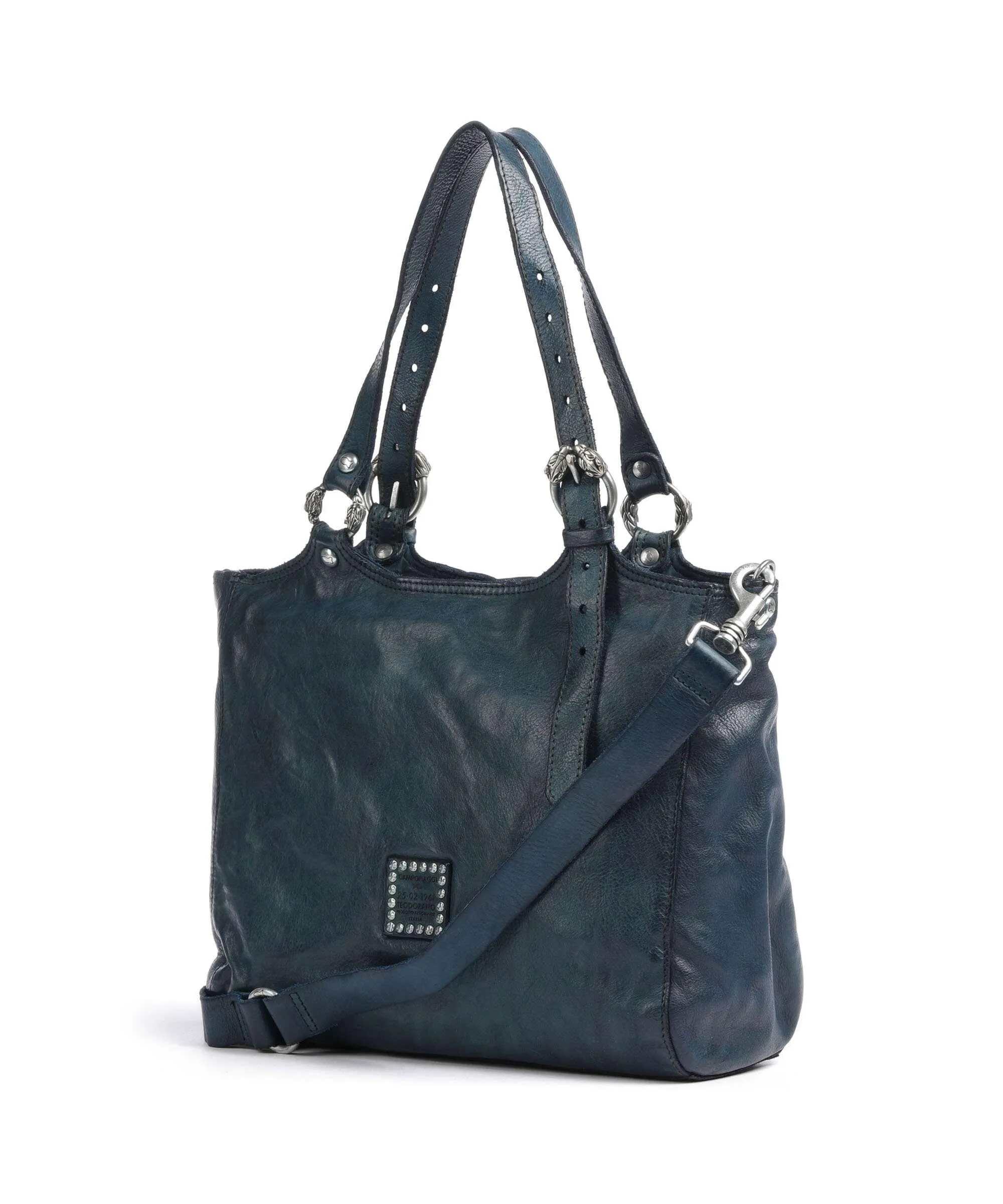  Campomaggi Borsa shopper pelle di vacchetta grana petrol  