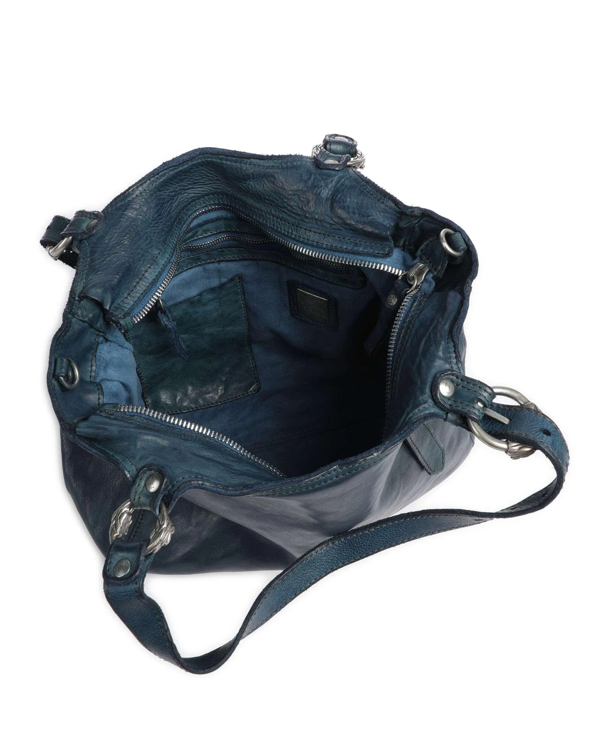  Campomaggi Borsa shopper pelle di vacchetta grana petrol  