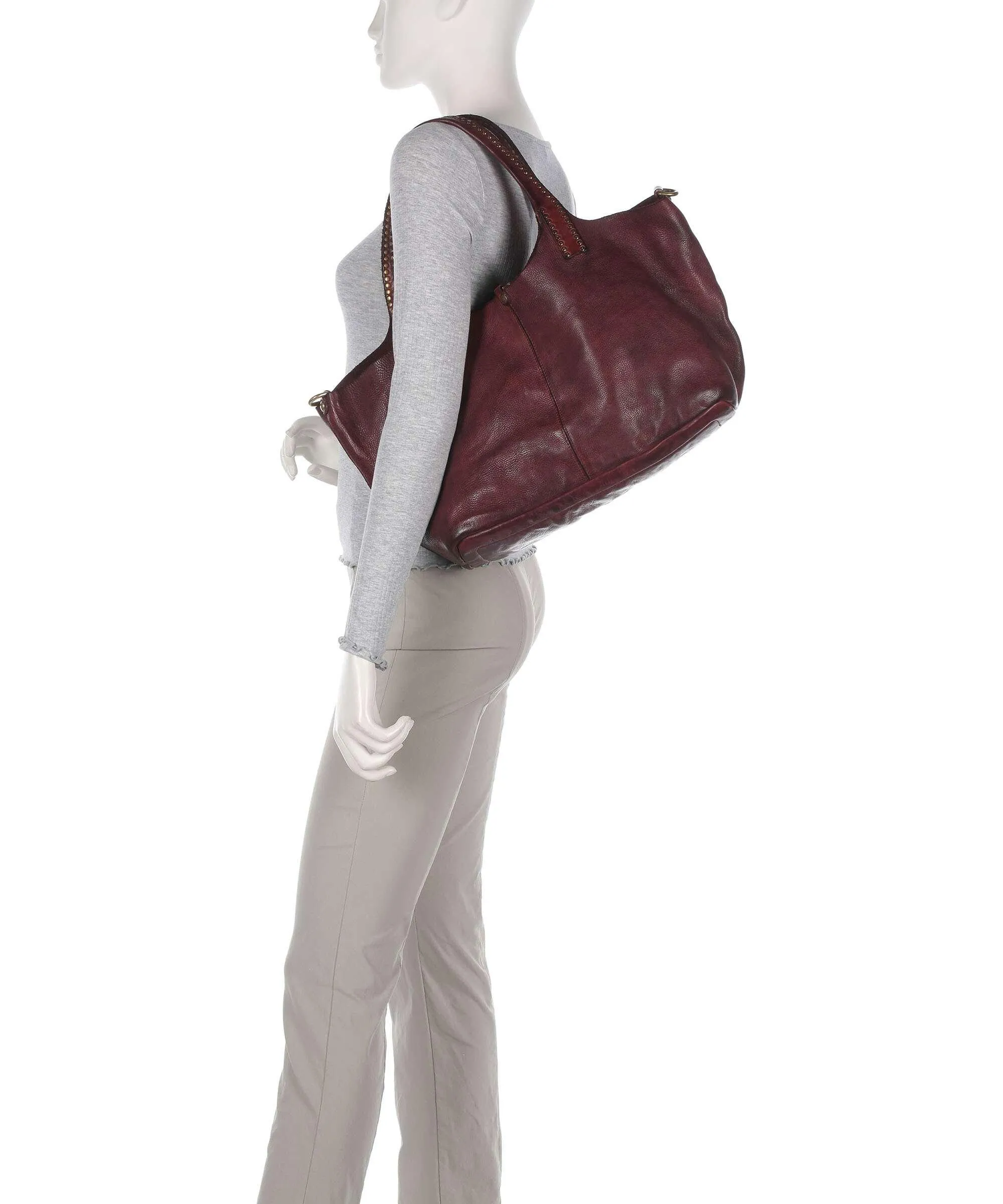  Campomaggi Borsa shopper pelle di vacchetta grana vino  