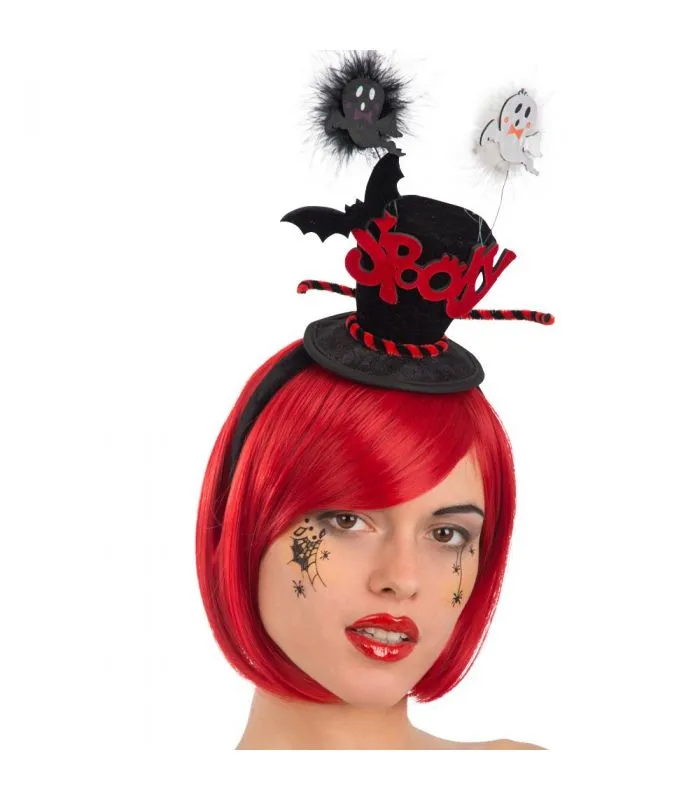 Cappellino in velluto dec. Halloween e marabout cerchietto