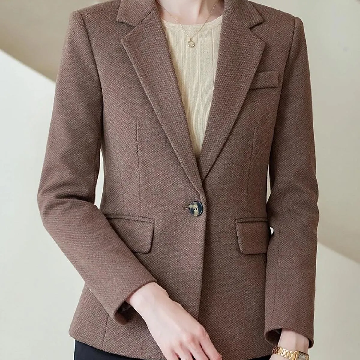 Cappotto da lavoro formale da donna autunno inverno nuovo arrivo autunno inverno giacca da donna albicocca nera da lavoro femmin
