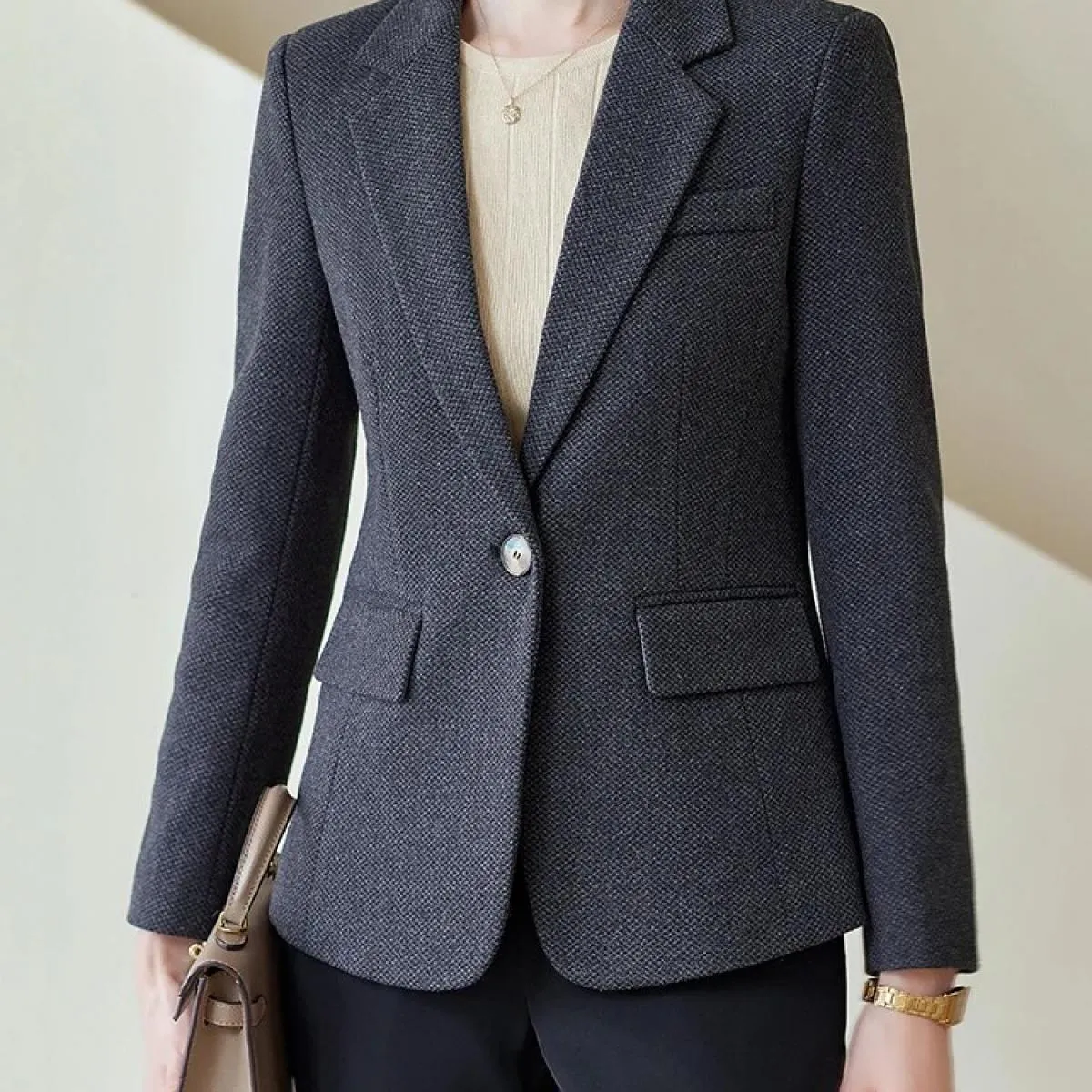 Cappotto da lavoro formale da donna autunno inverno nuovo arrivo autunno inverno giacca da donna albicocca nera da lavoro femmin