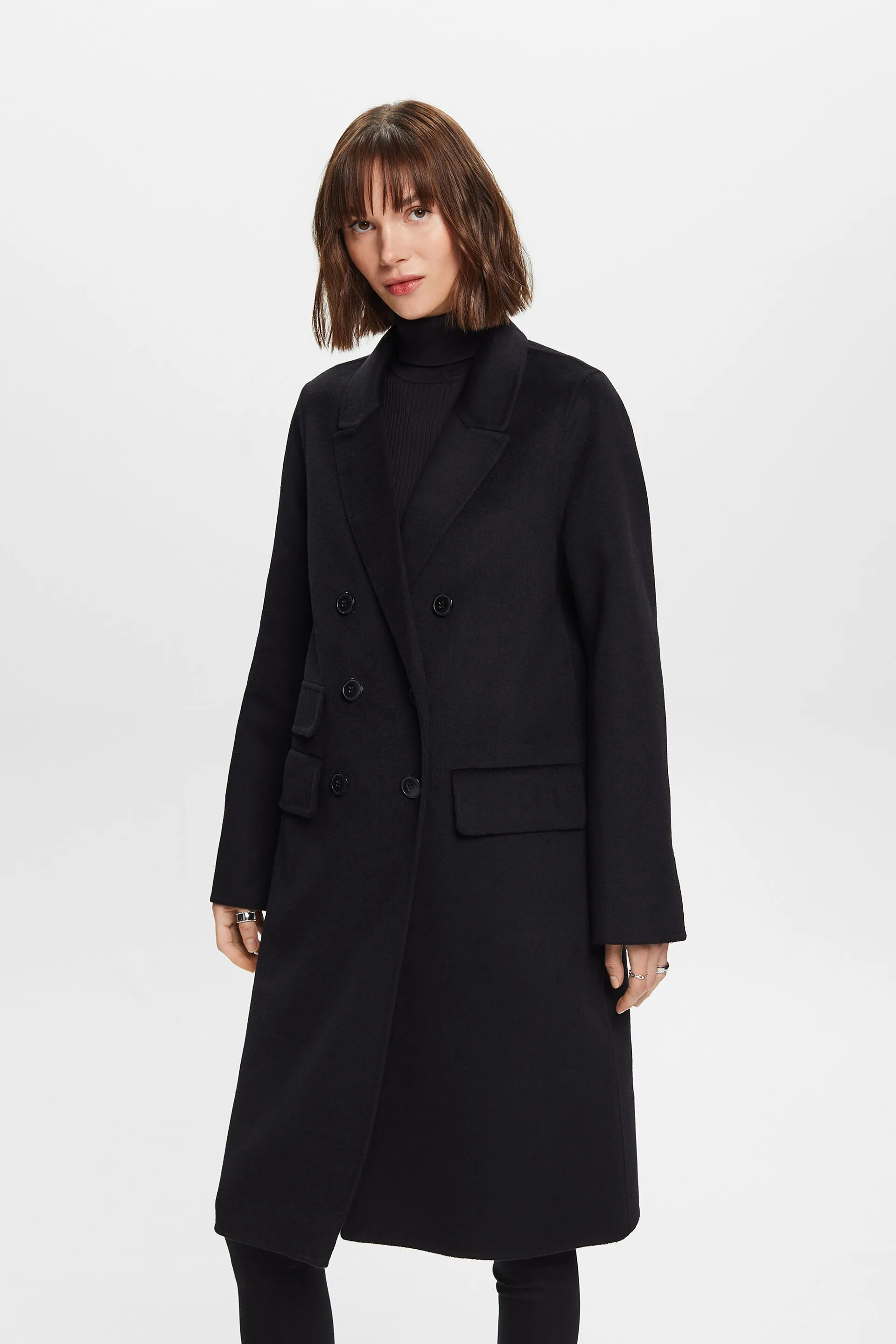 Cappotto doppiopetto in misto lana