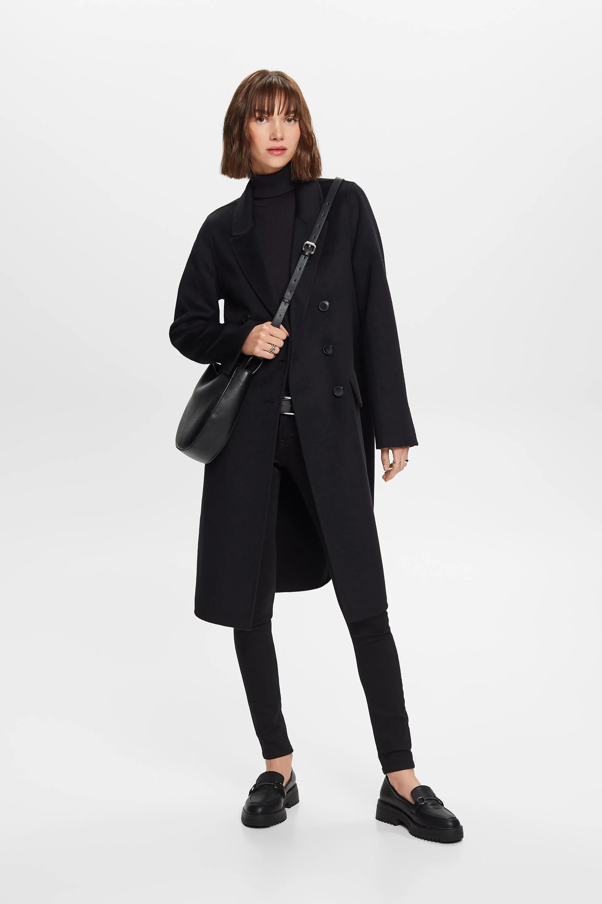 Cappotto doppiopetto in misto lana