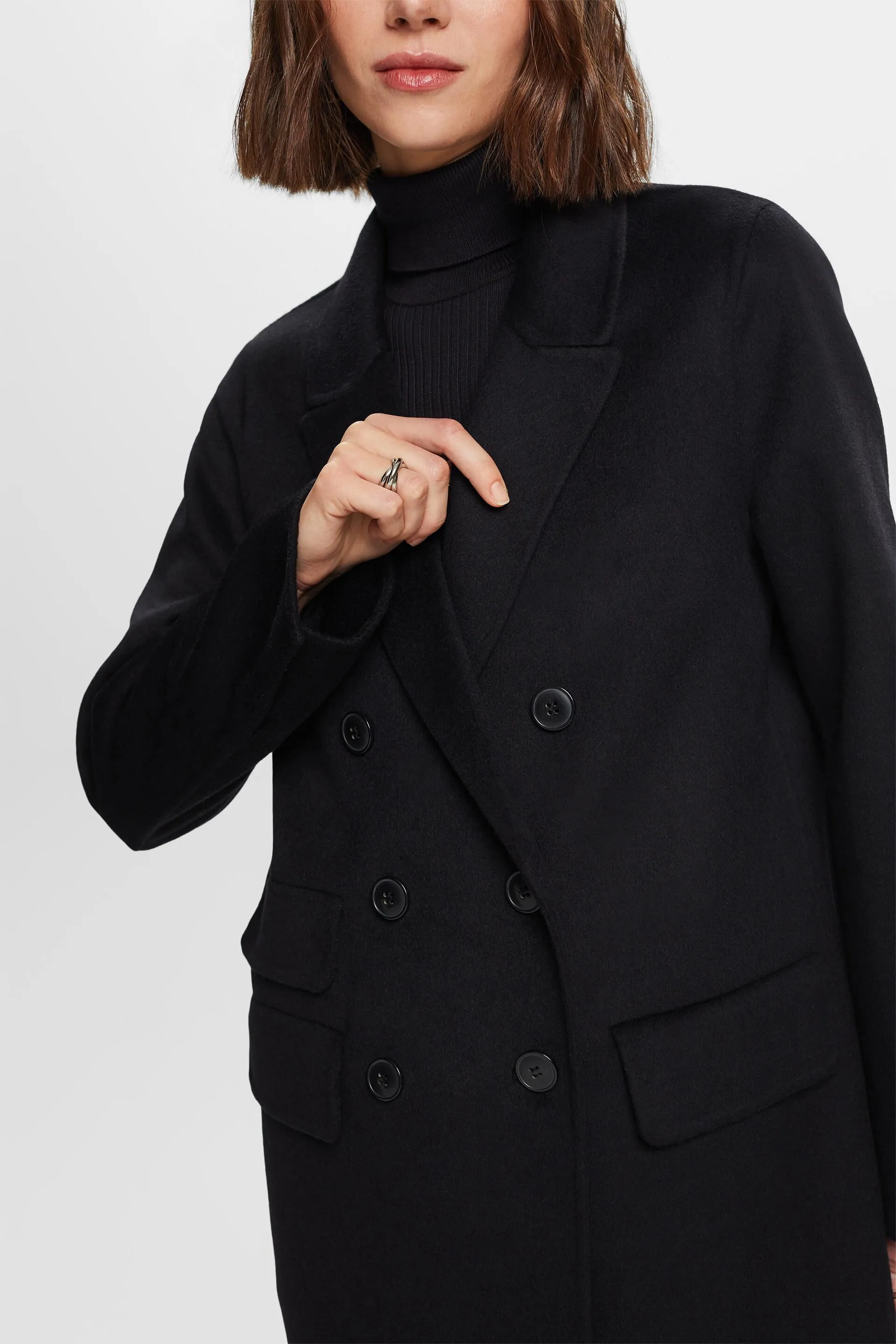 Cappotto doppiopetto in misto lana