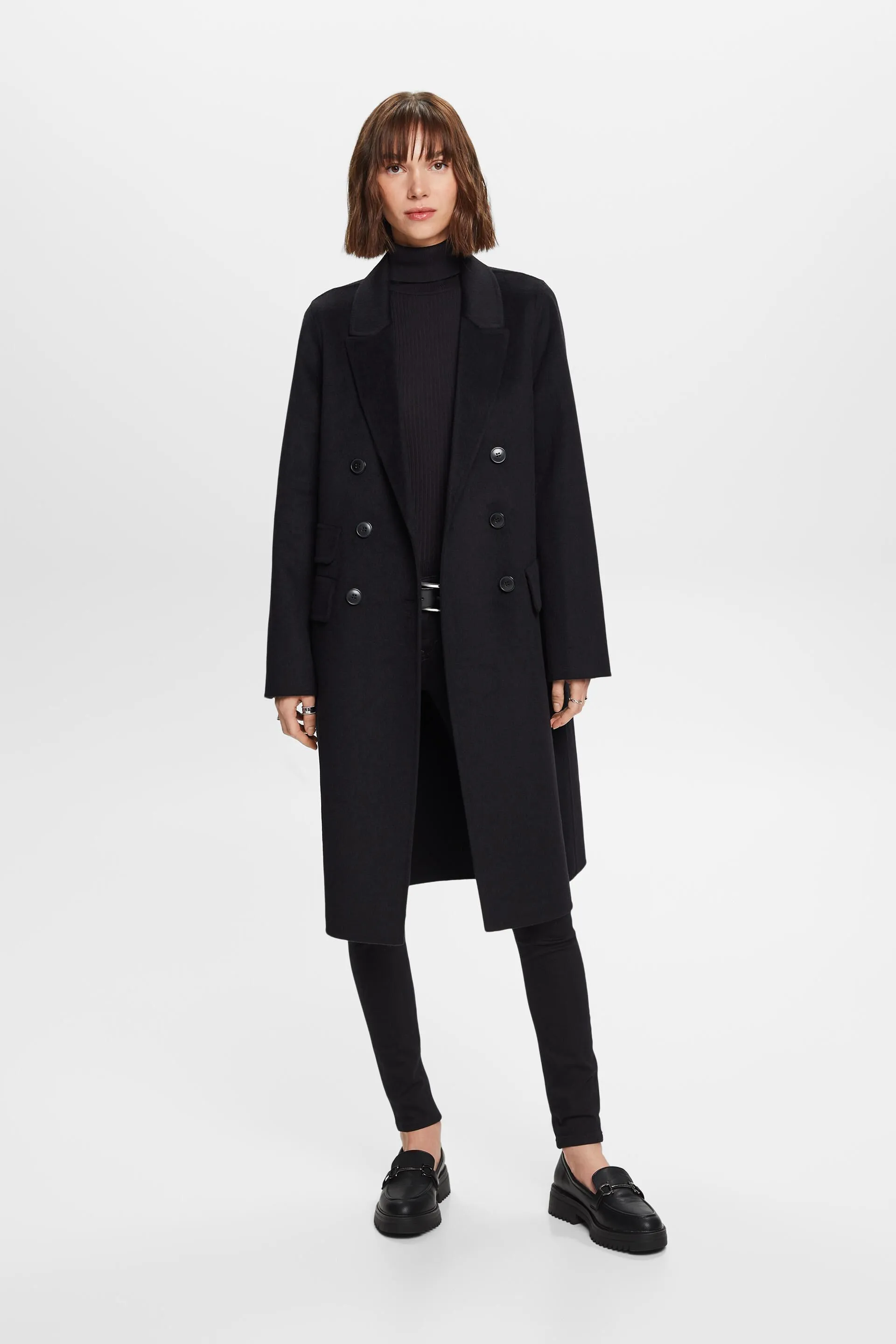 Cappotto doppiopetto in misto lana