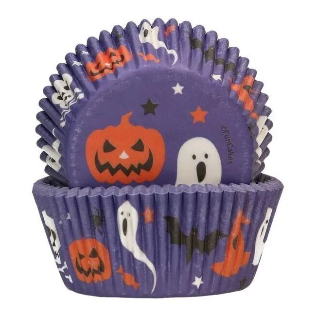 Capsule per cupcake Halloween lilla - Funcakes - 48 unità