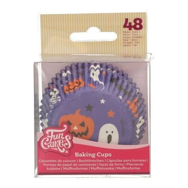 Capsule per cupcake Halloween lilla - Funcakes - 48 unità