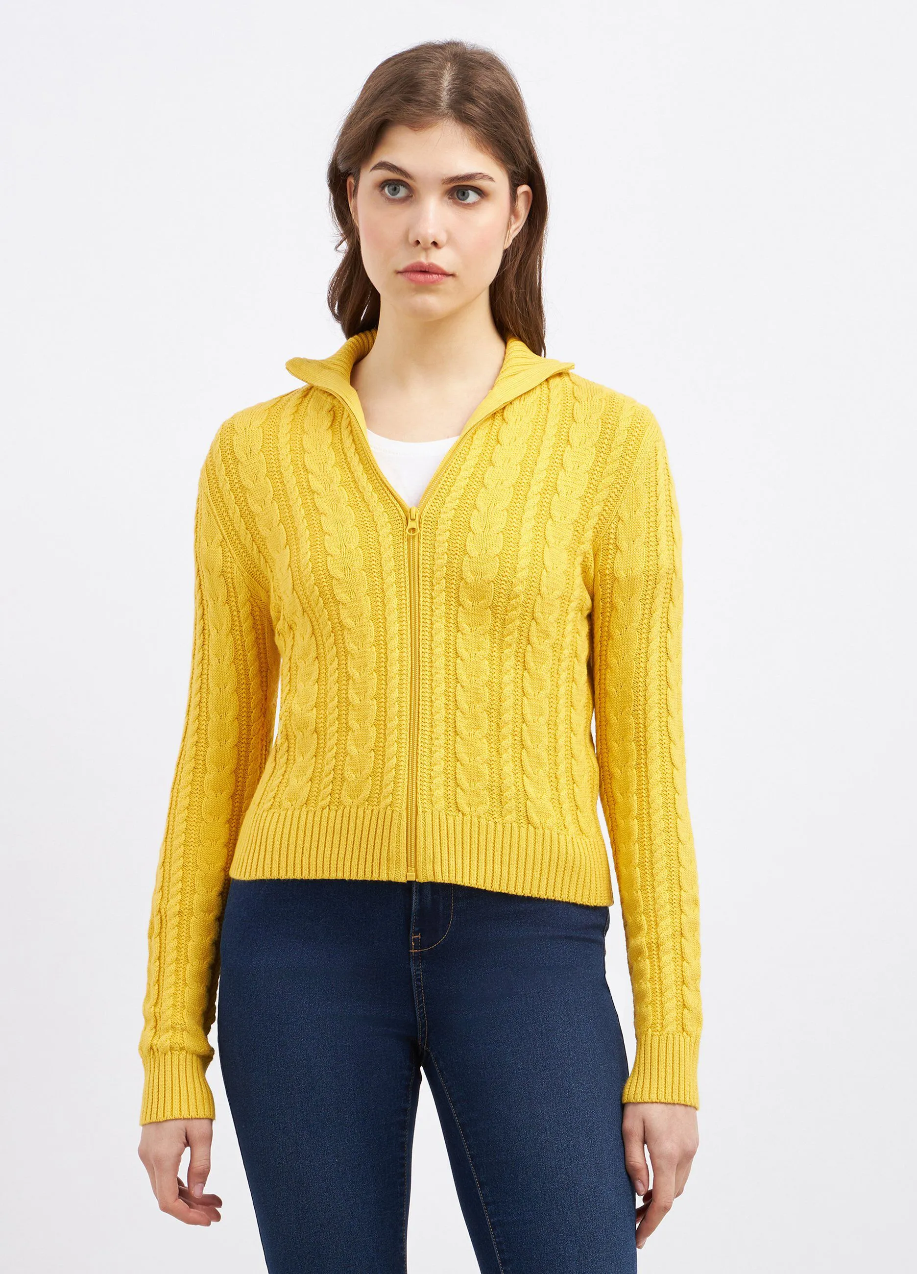 Cardigan in misto cotone a treccia donna