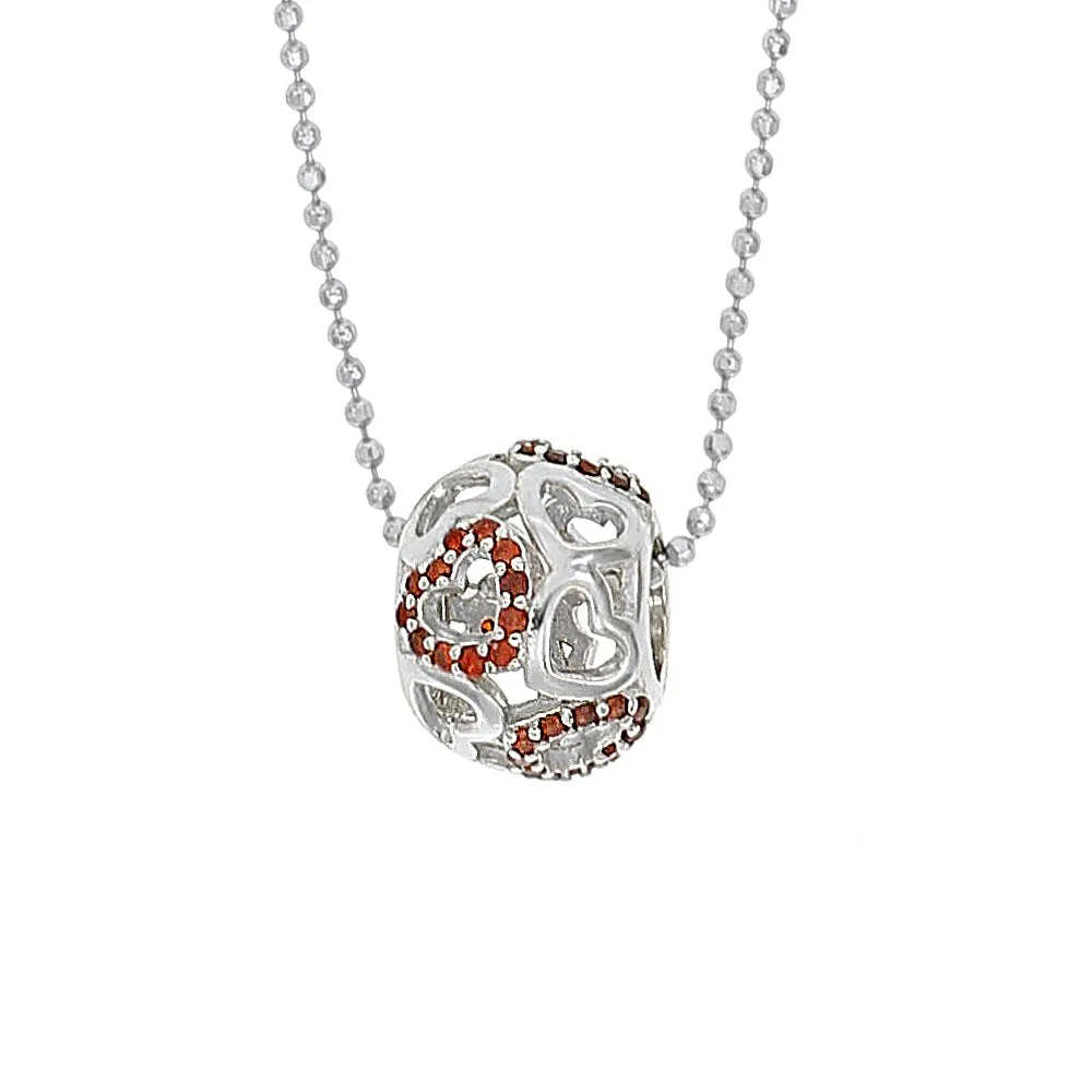 Collana con Ciondolo Cuore Rosso in Argento