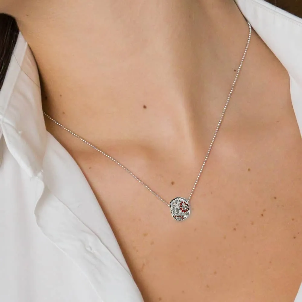 Collana con Ciondolo Cuore Rosso in Argento