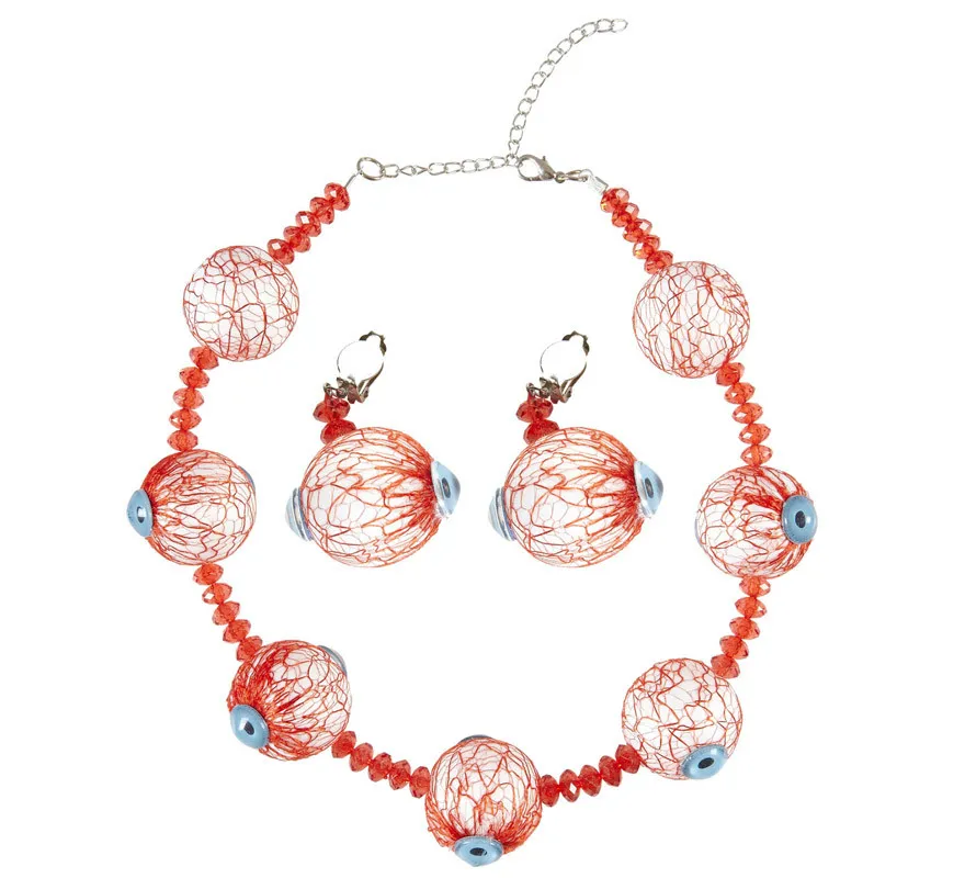 Collana e orecchini con occhi di Halloween