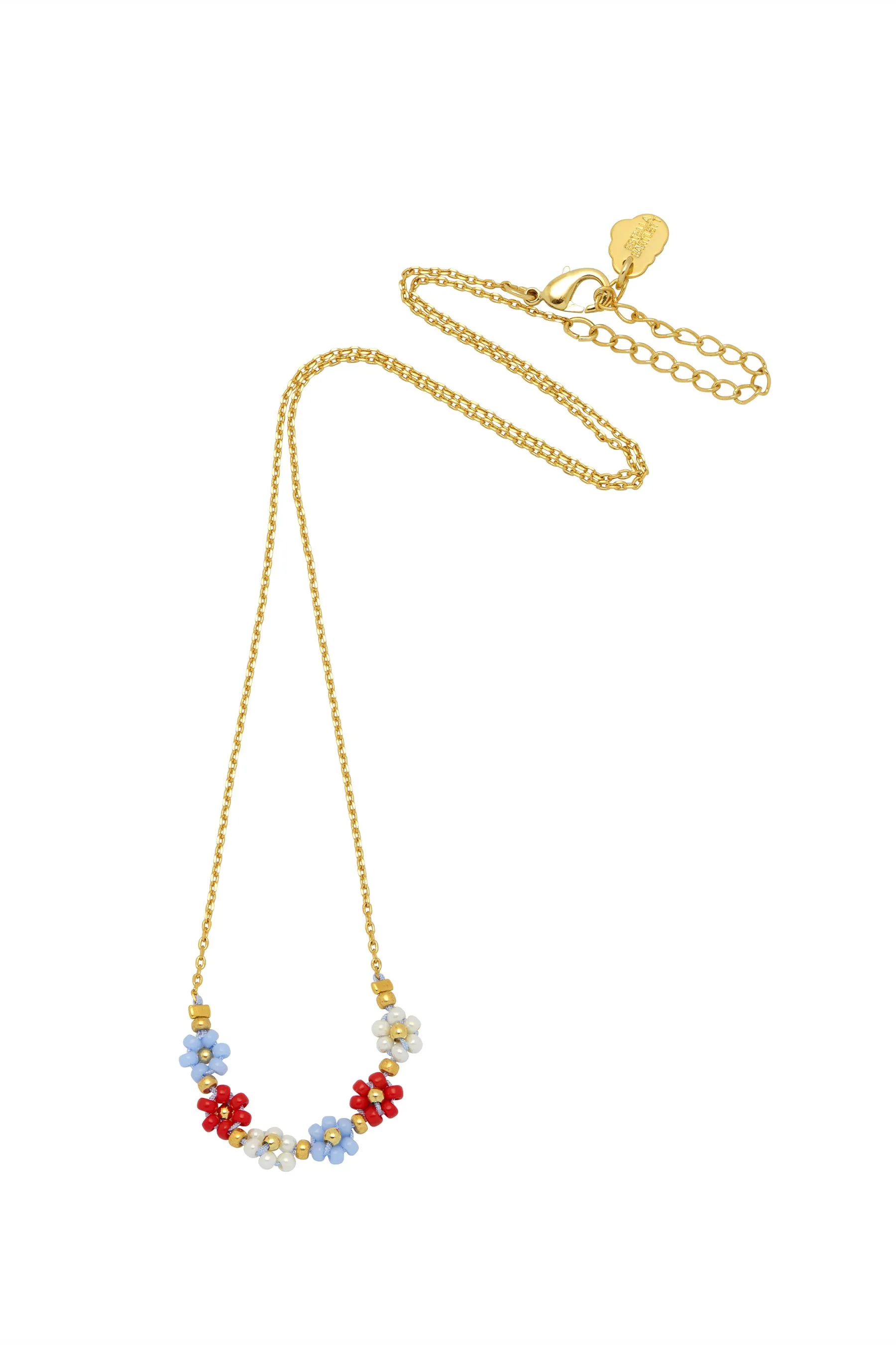 Collana Estella Bartlett Rosso, Blu, Bianco con catena di margherite