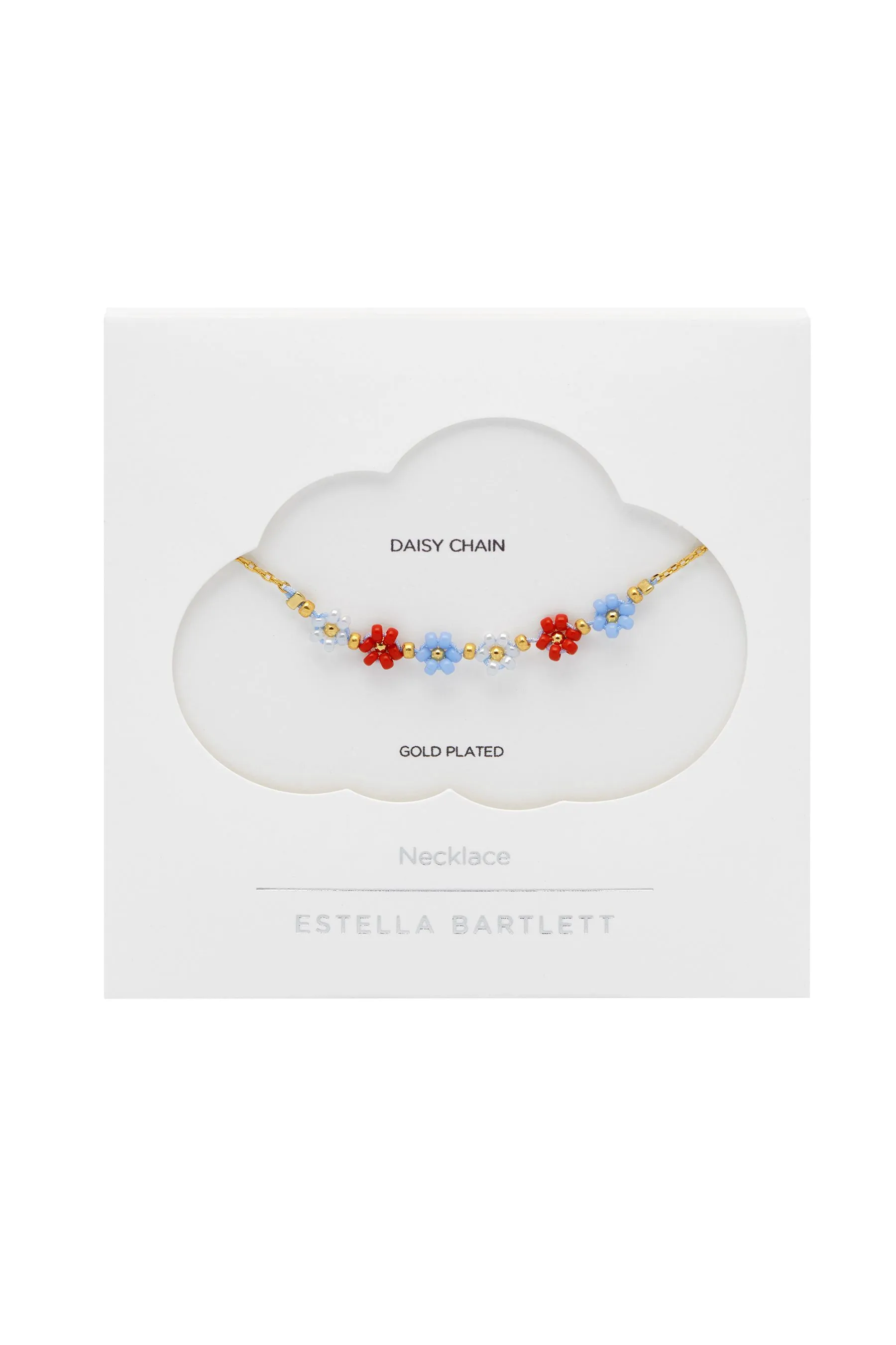 Collana Estella Bartlett Rosso, Blu, Bianco con catena di margherite