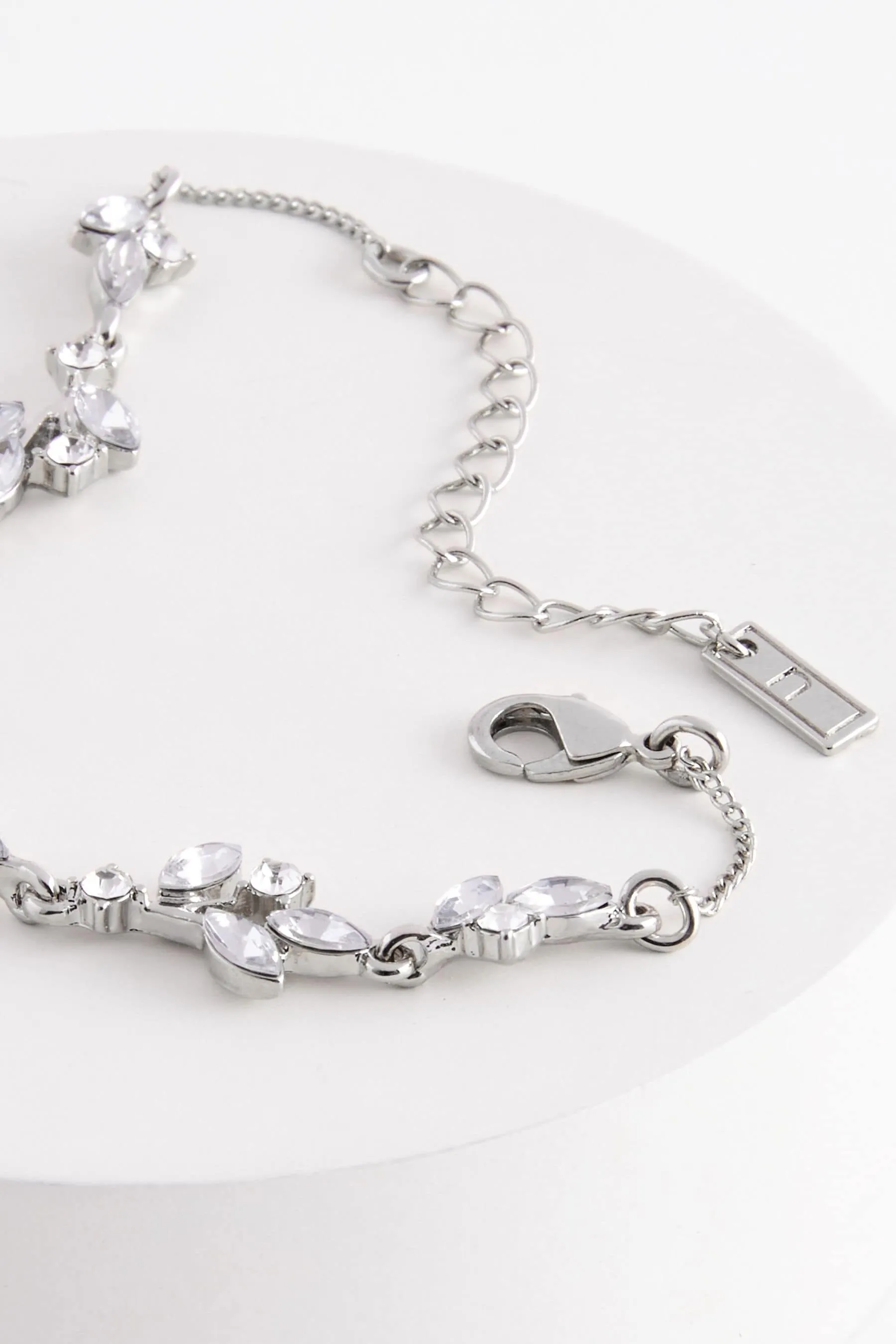 Colore argento  - Bracciale con foglie da sposa