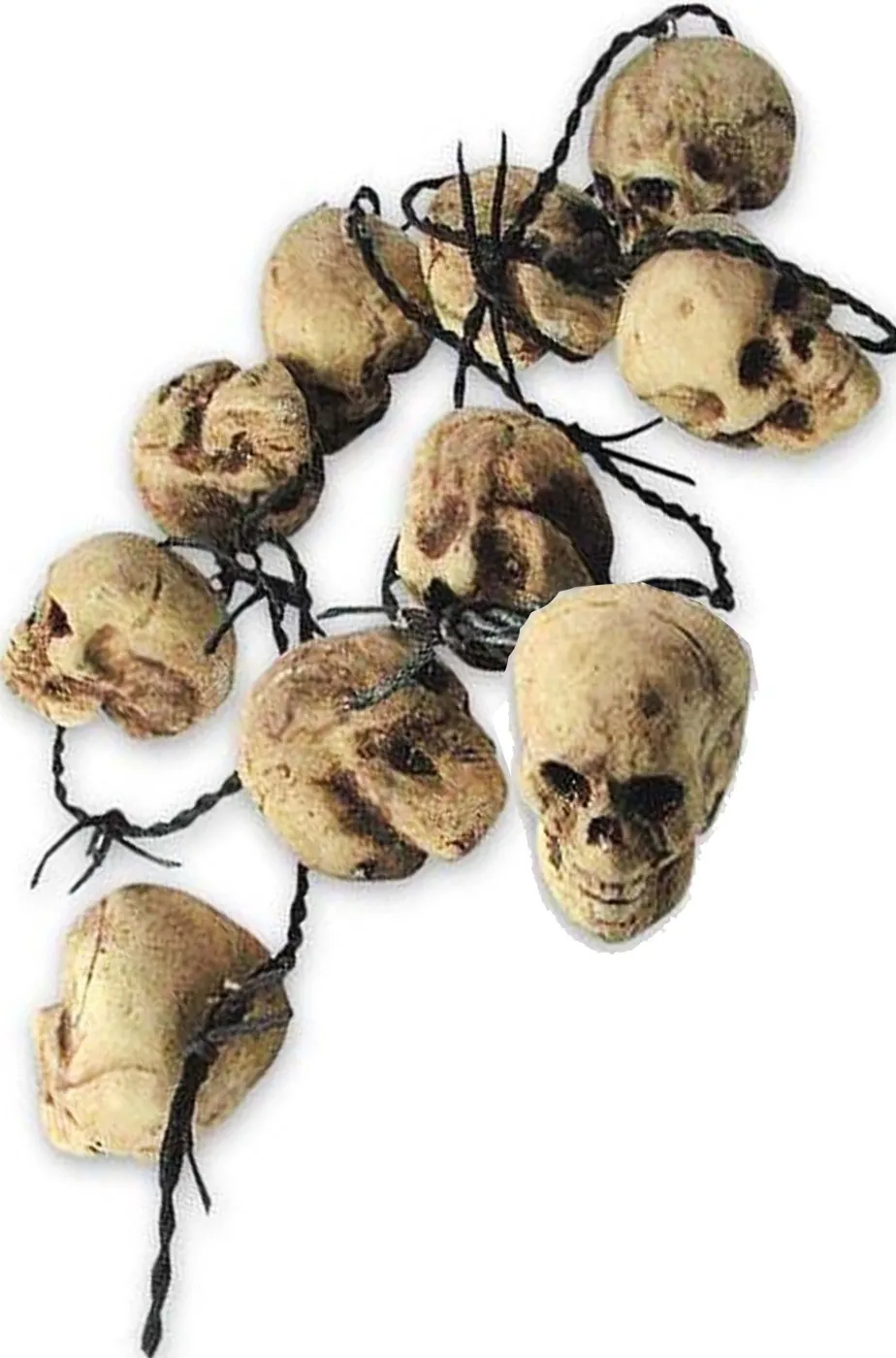 decorazione halloween ghirlanda di filo spinato con teschi