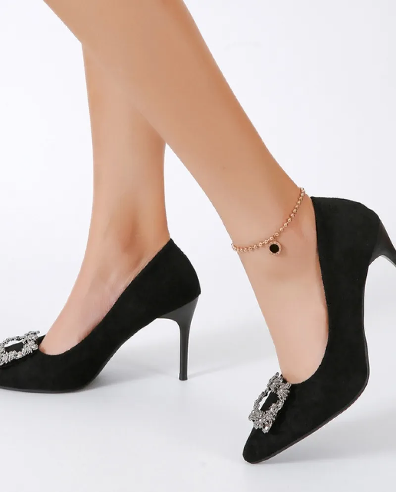 Donne Tacchi Alti di Grandi Dimensioni 34 43 di Lusso In Pelle Scamosciata Scarpe Eleganti Nero Slip On Pendolari Scarpe 5cm7cm9