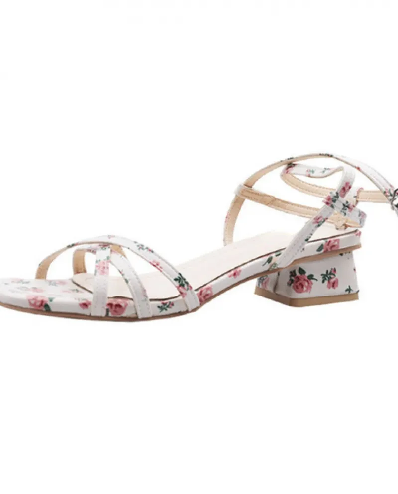 Eleganti scarpe da donna medie antiscivolo da spiaggia casual sandali floreali scava fuori 2022 estate design stile moda scarpe