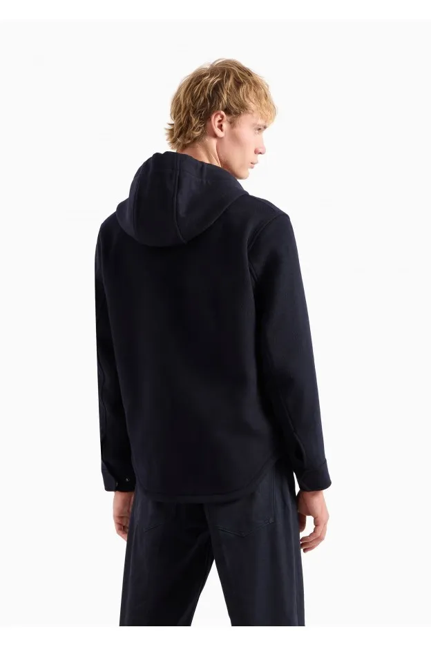 Emporio Armani Blouson Con Cappuccio In Lana Vergine Soft Hand