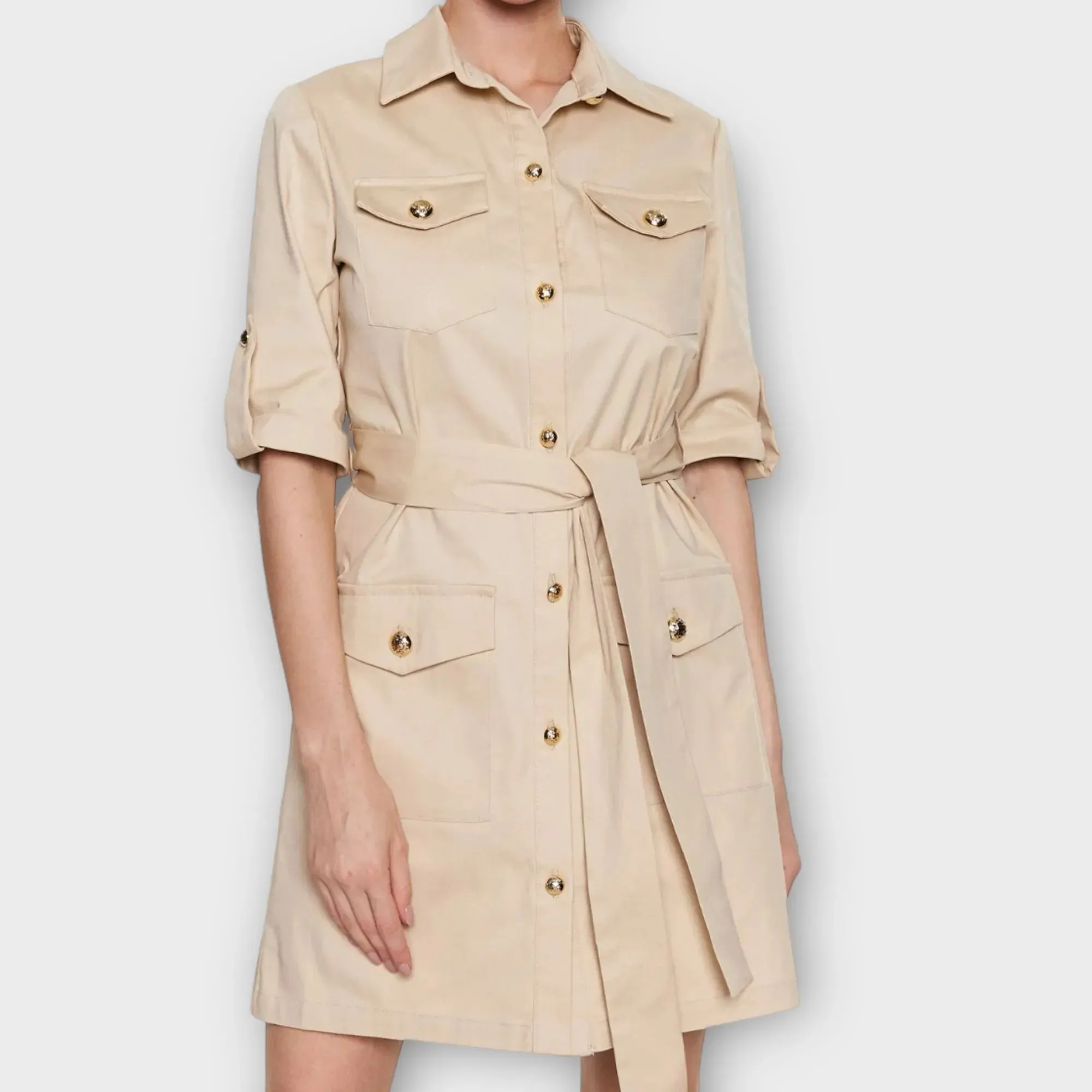 Fracomina – Abito regular modello chemisier in gabardine