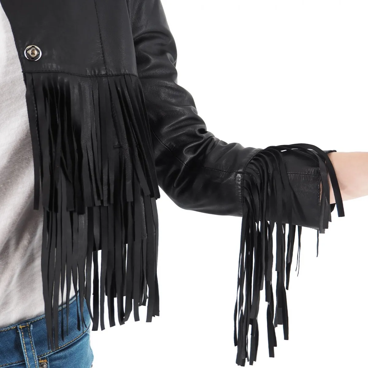 Giacca Crop Con Frange