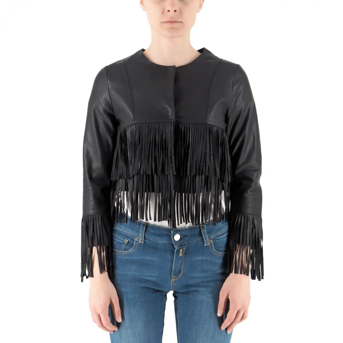 Giacca Crop Con Frange