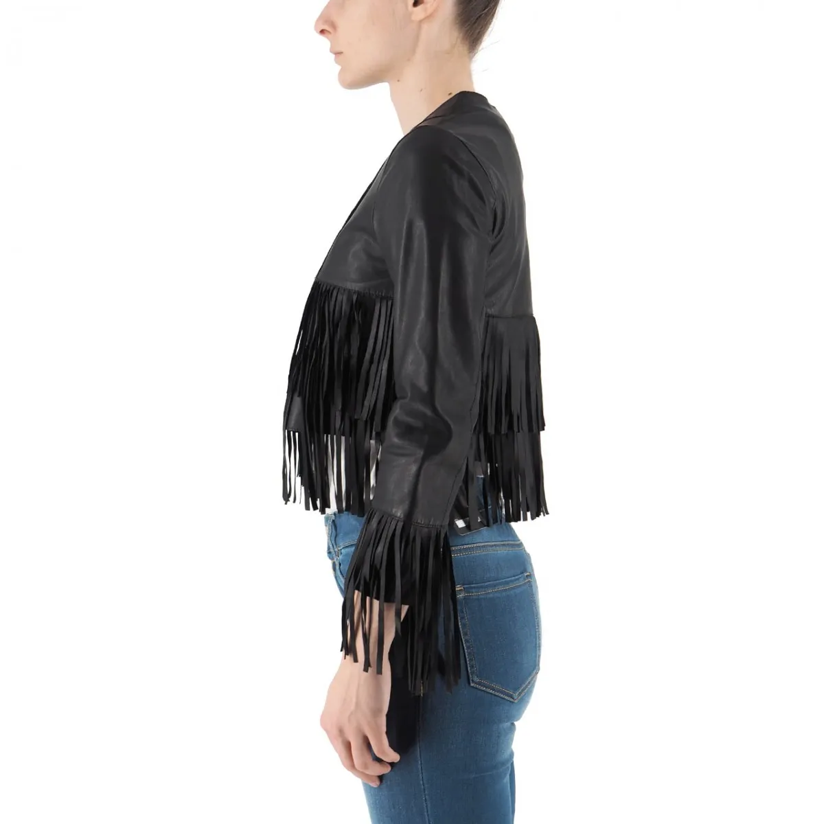 Giacca Crop Con Frange