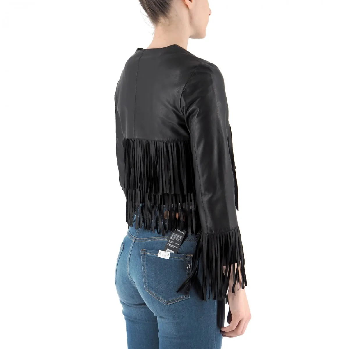 Giacca Crop Con Frange