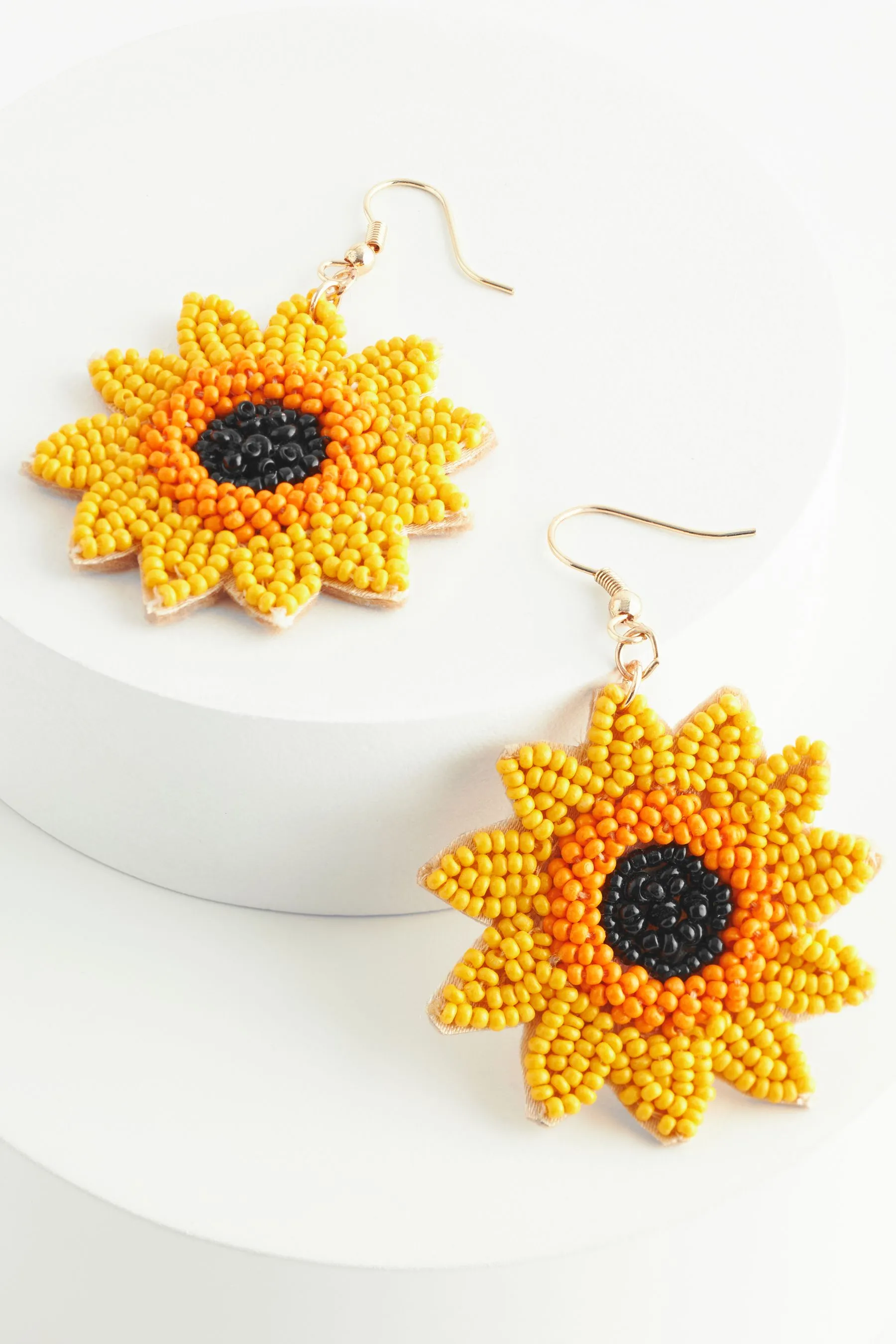 Giallo  - Orecchini con perline e girasoli