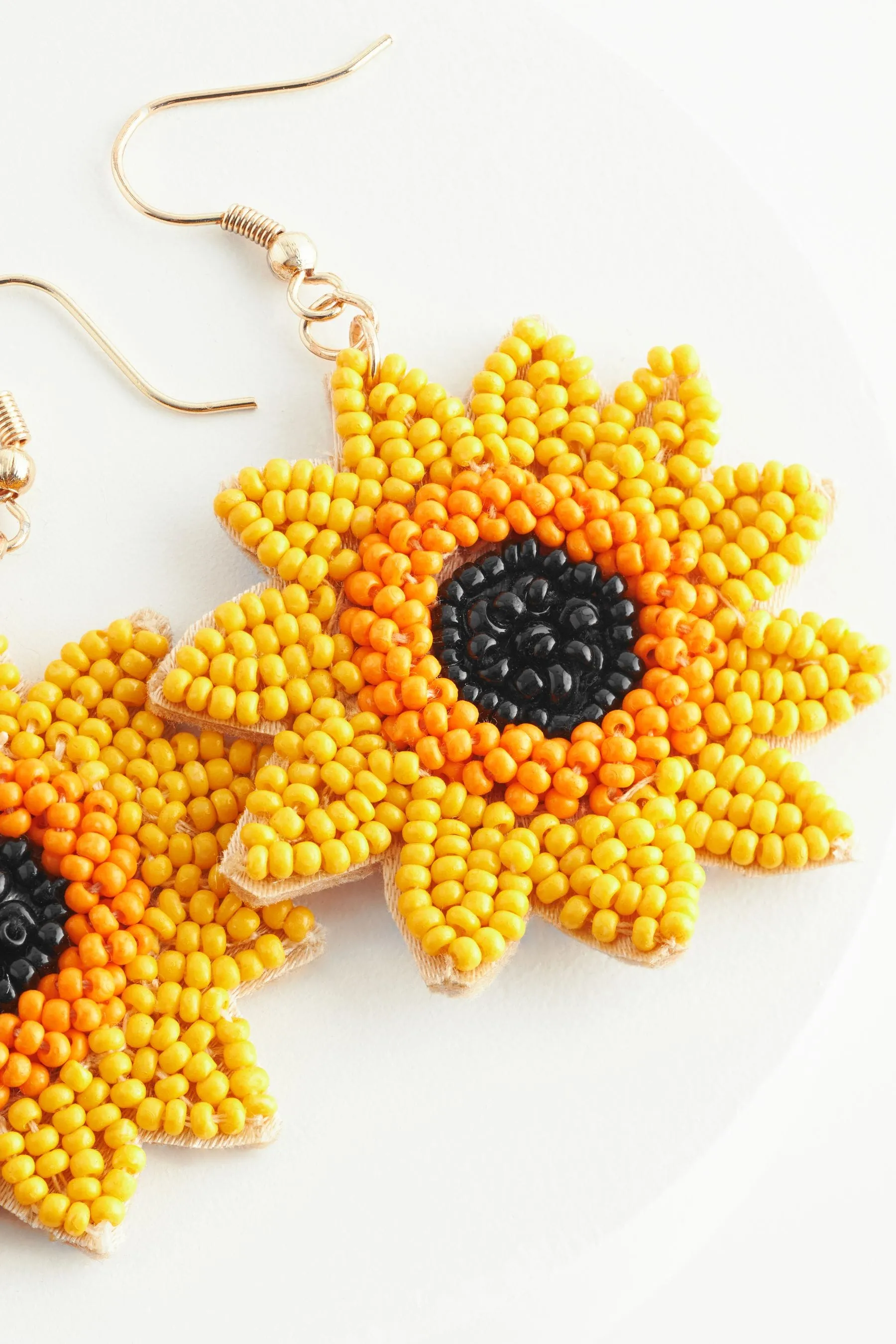 Giallo  - Orecchini con perline e girasoli