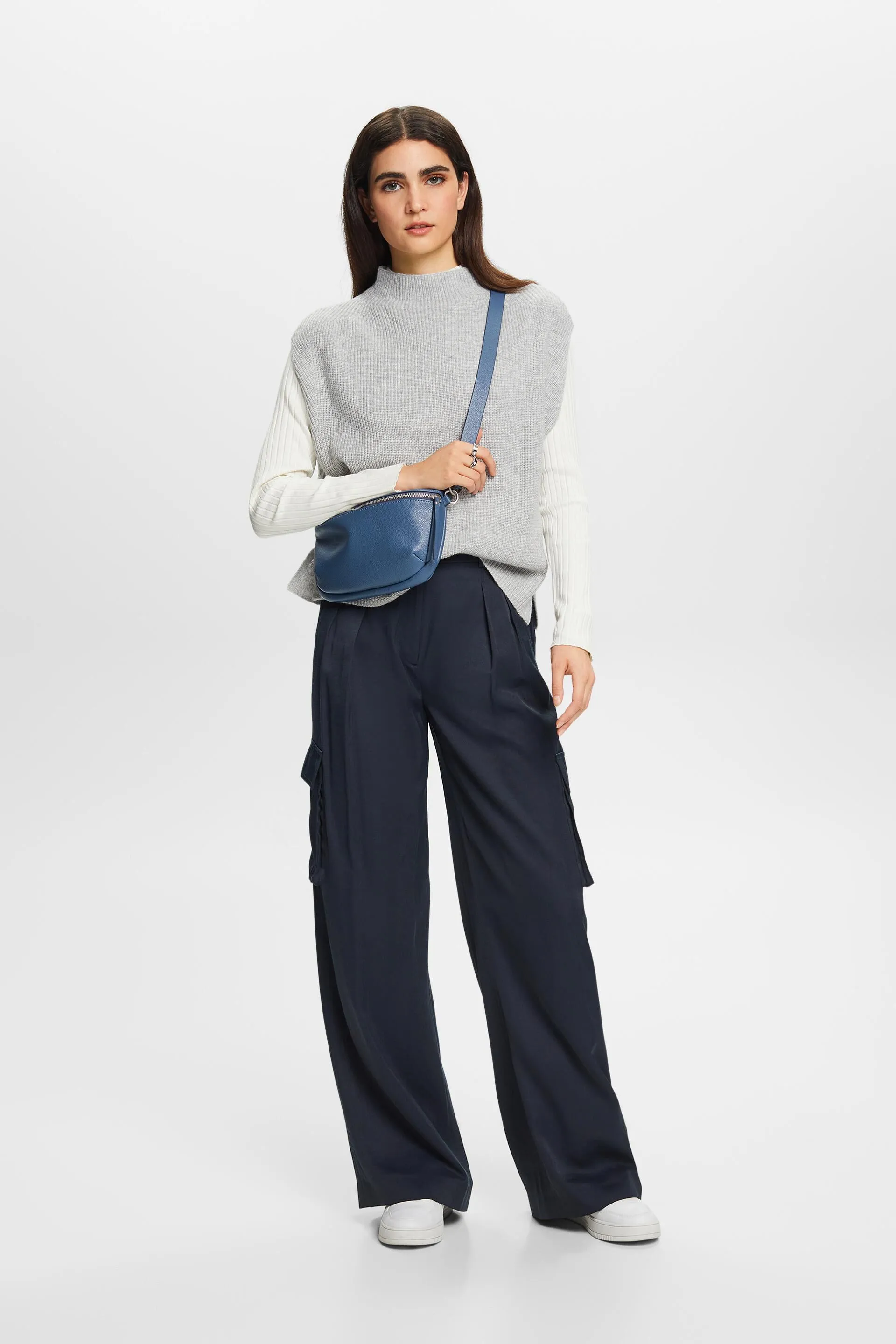 Gilet in maglia a coste in misto lana