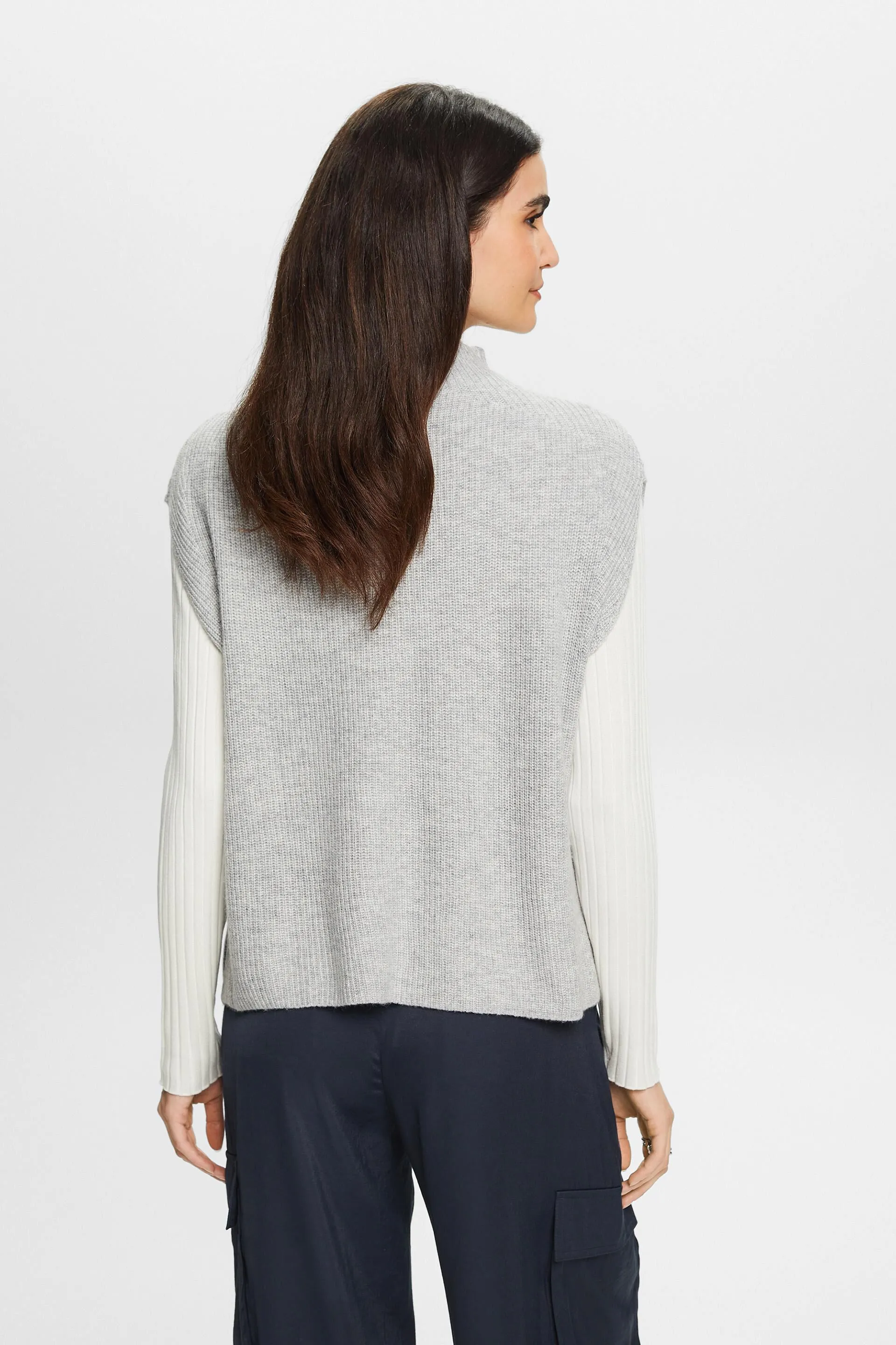 Gilet in maglia a coste in misto lana